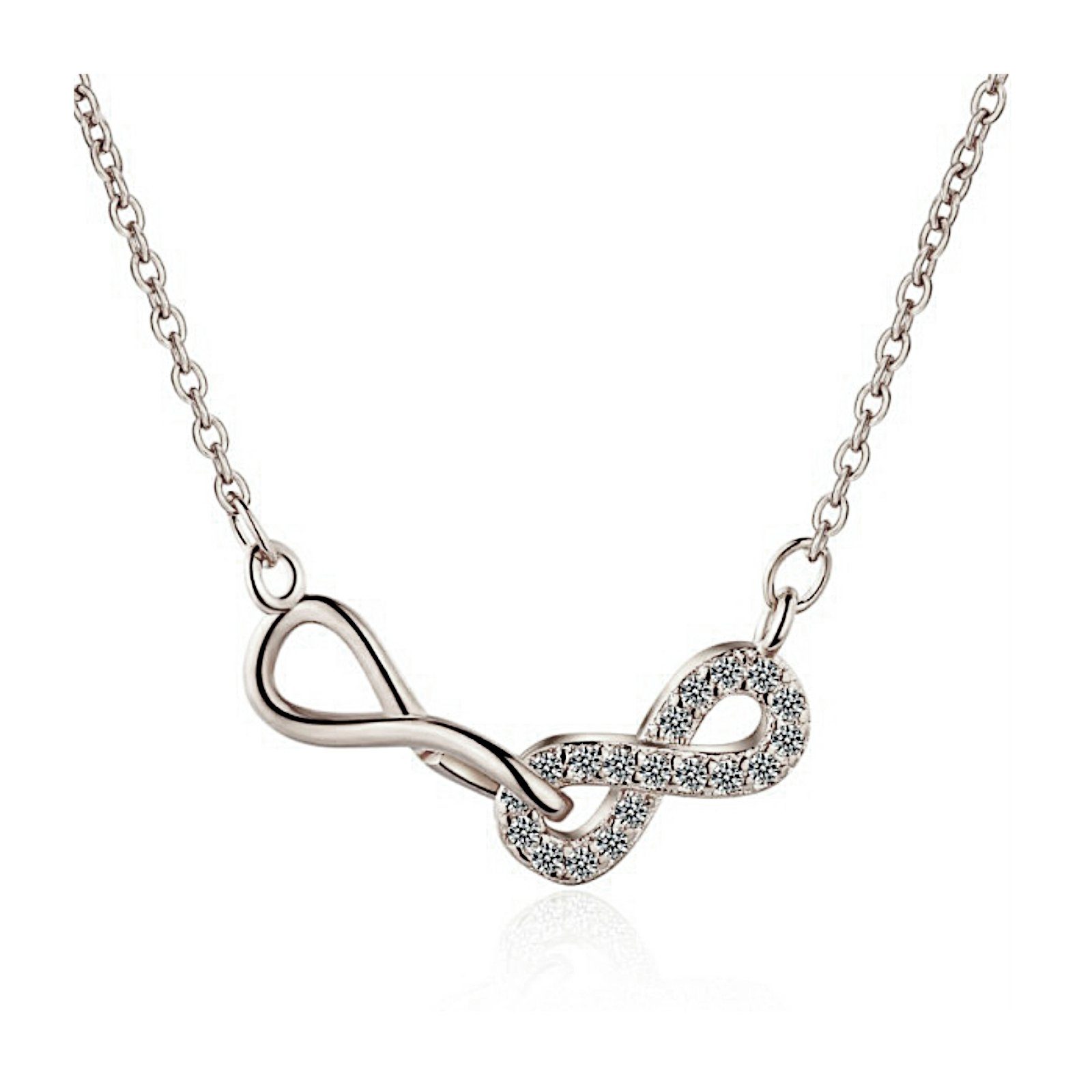 Ditz Kette mit Anhänger Halskette mit Infinity Ringen Anhängern Zirkonia Silber, Frauen Damen Geschenk Ideen Liebe Freundschaft