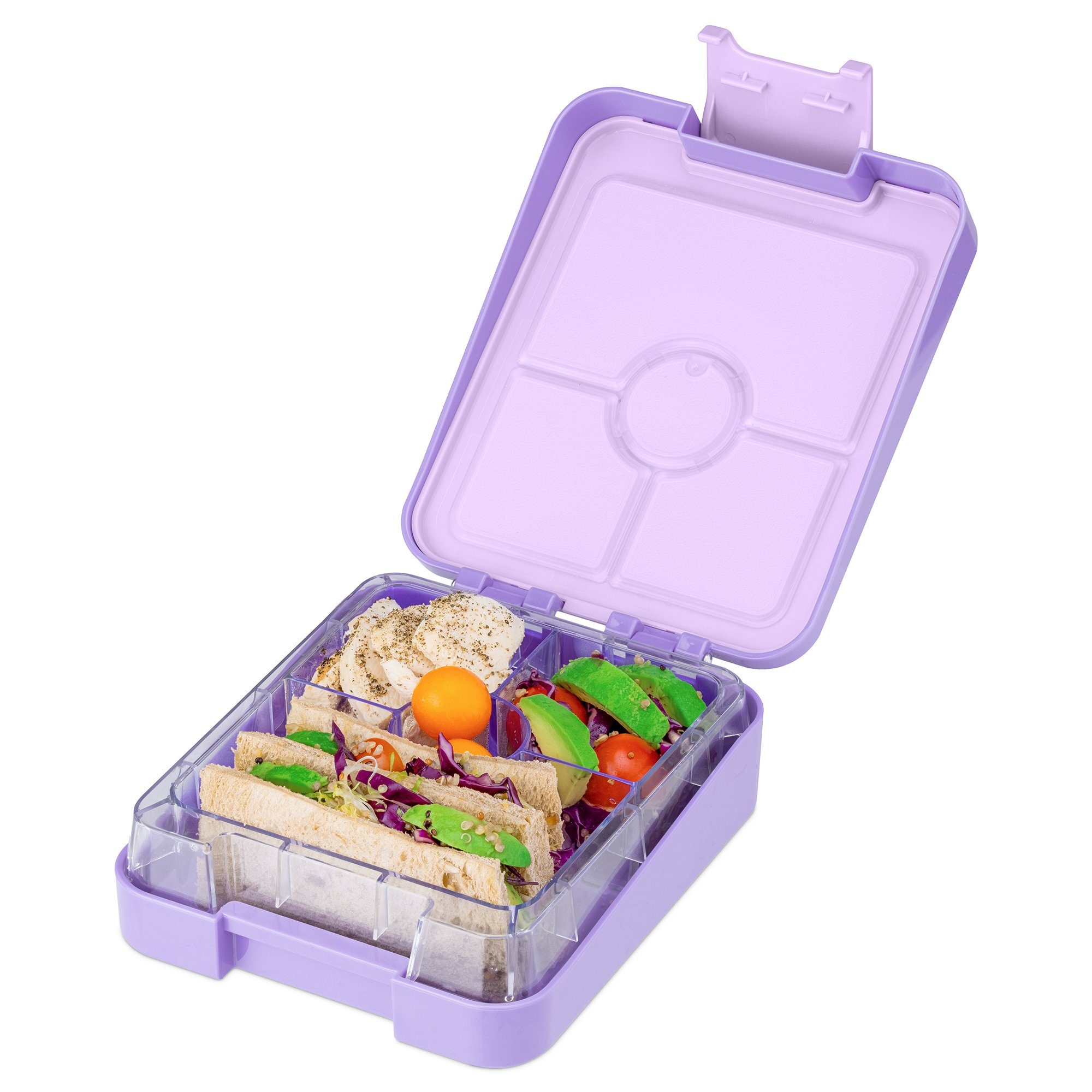 Navaris Lunchbox Bento Box Lunch Box Brotdose Vesperbox - auslaufsicher mit Fächern, Kunststoff Violett