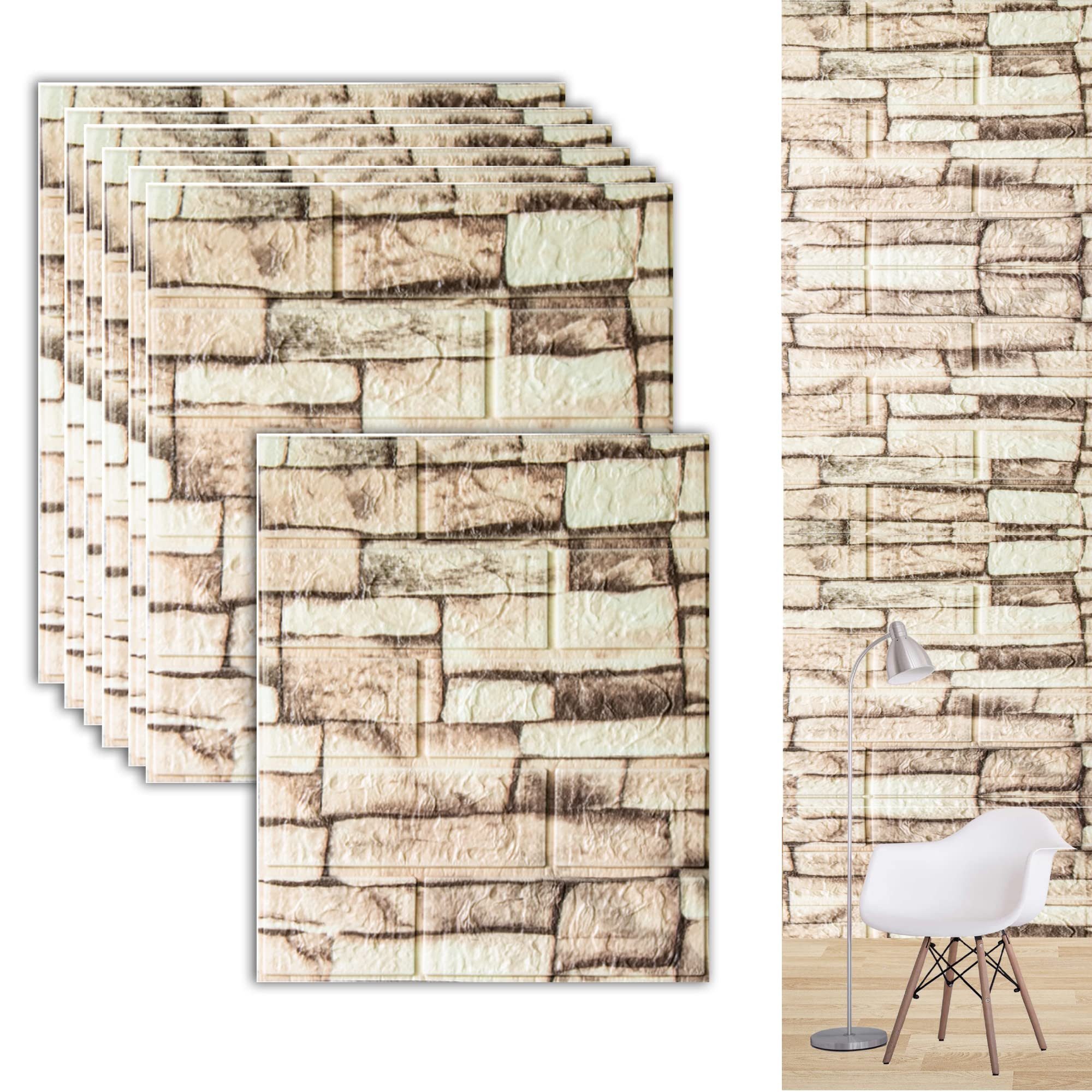 Minicloss 3D-Tapete 3D-Tapete,10 stück selbstklebende Wandpaneele 35x38 cm, (10 St), DIY Wandtapete, Geeignet für Küche, Bad, Schlafzimmer, Wohnzimmer