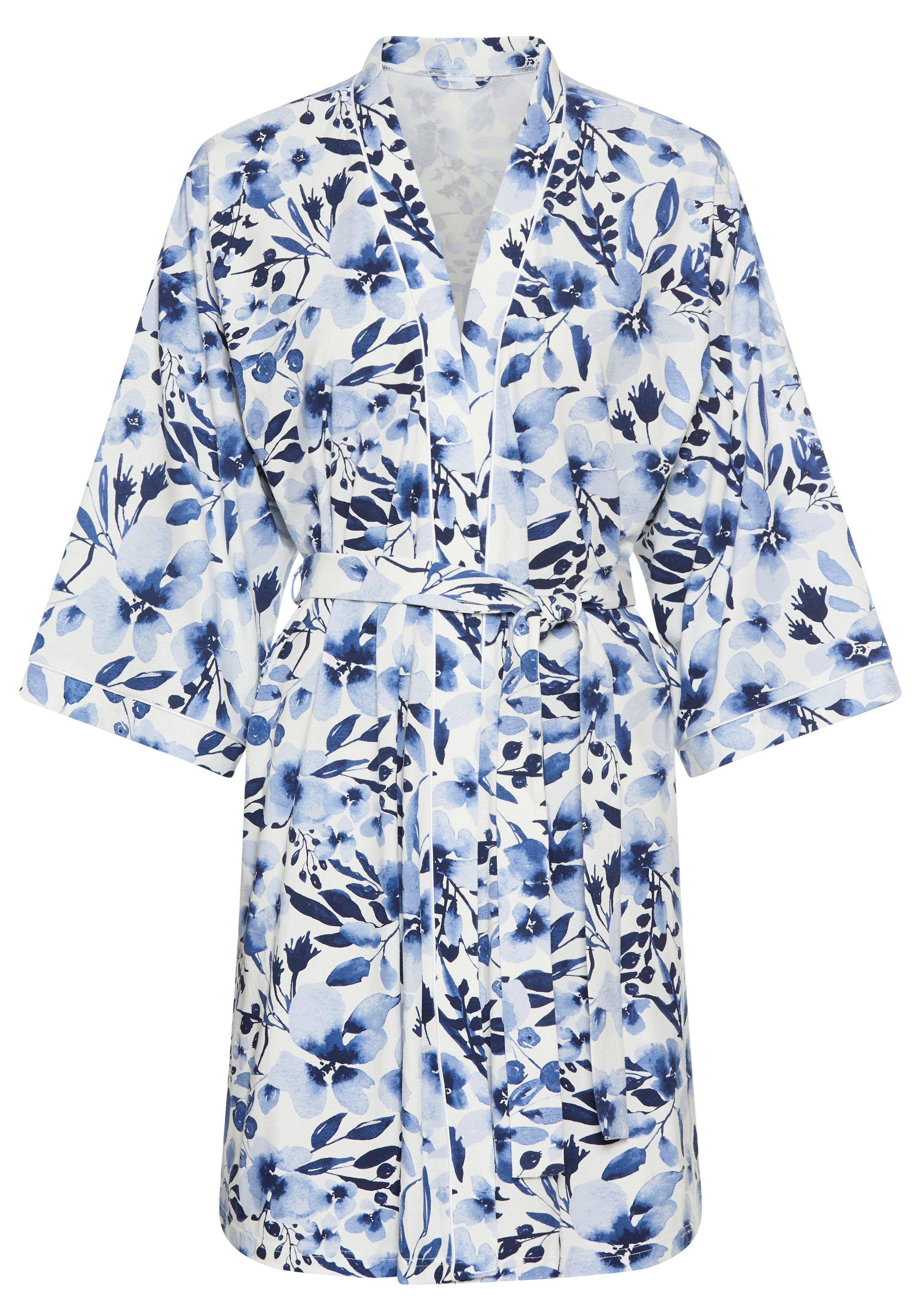 LASCANA Kimono, Kurzform, Baumwoll-Mix, Gürtel, Schöner Blumendruck