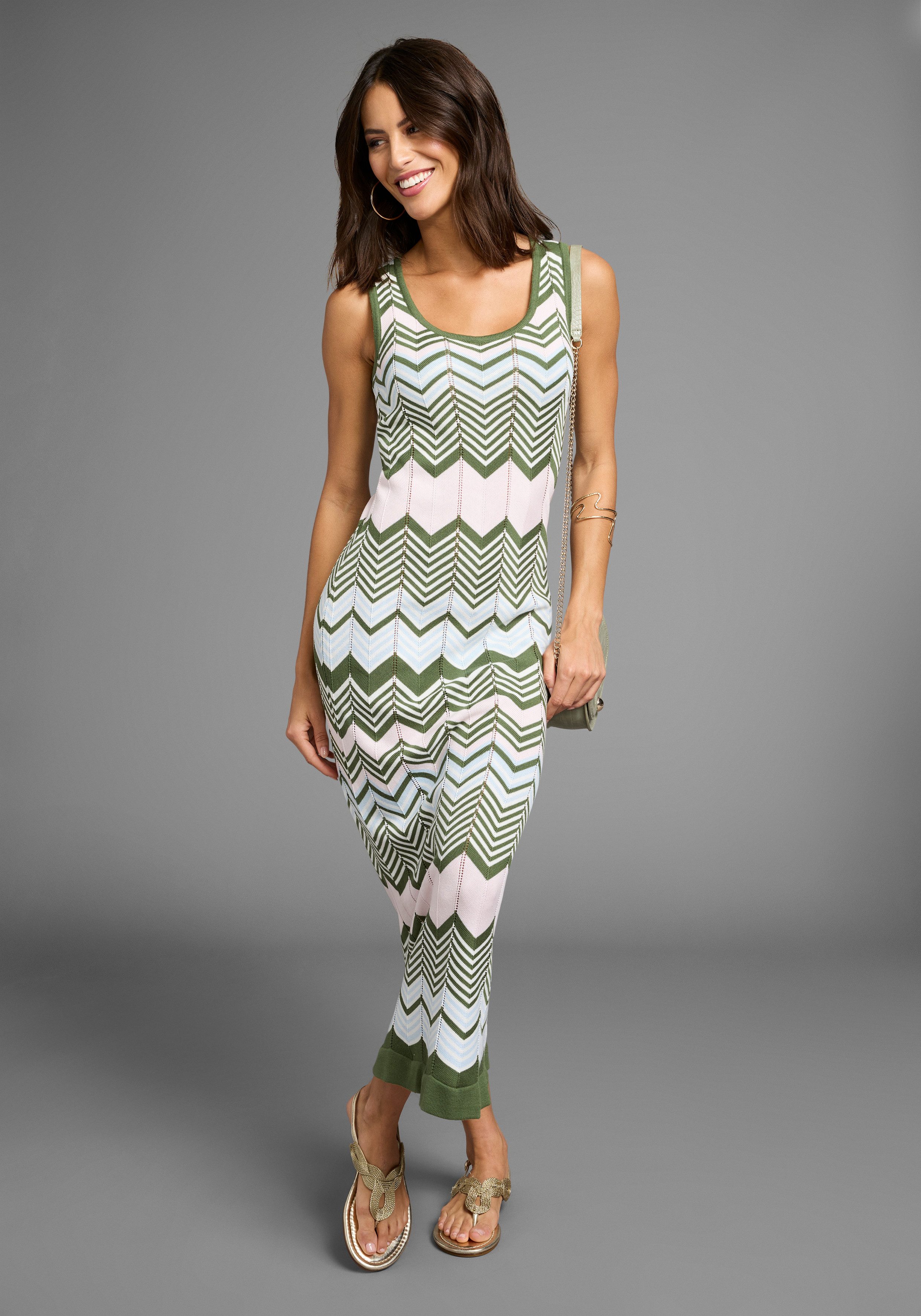 Laura Scott Strickkleid in modischem Zickzack-Muster günstig online kaufen