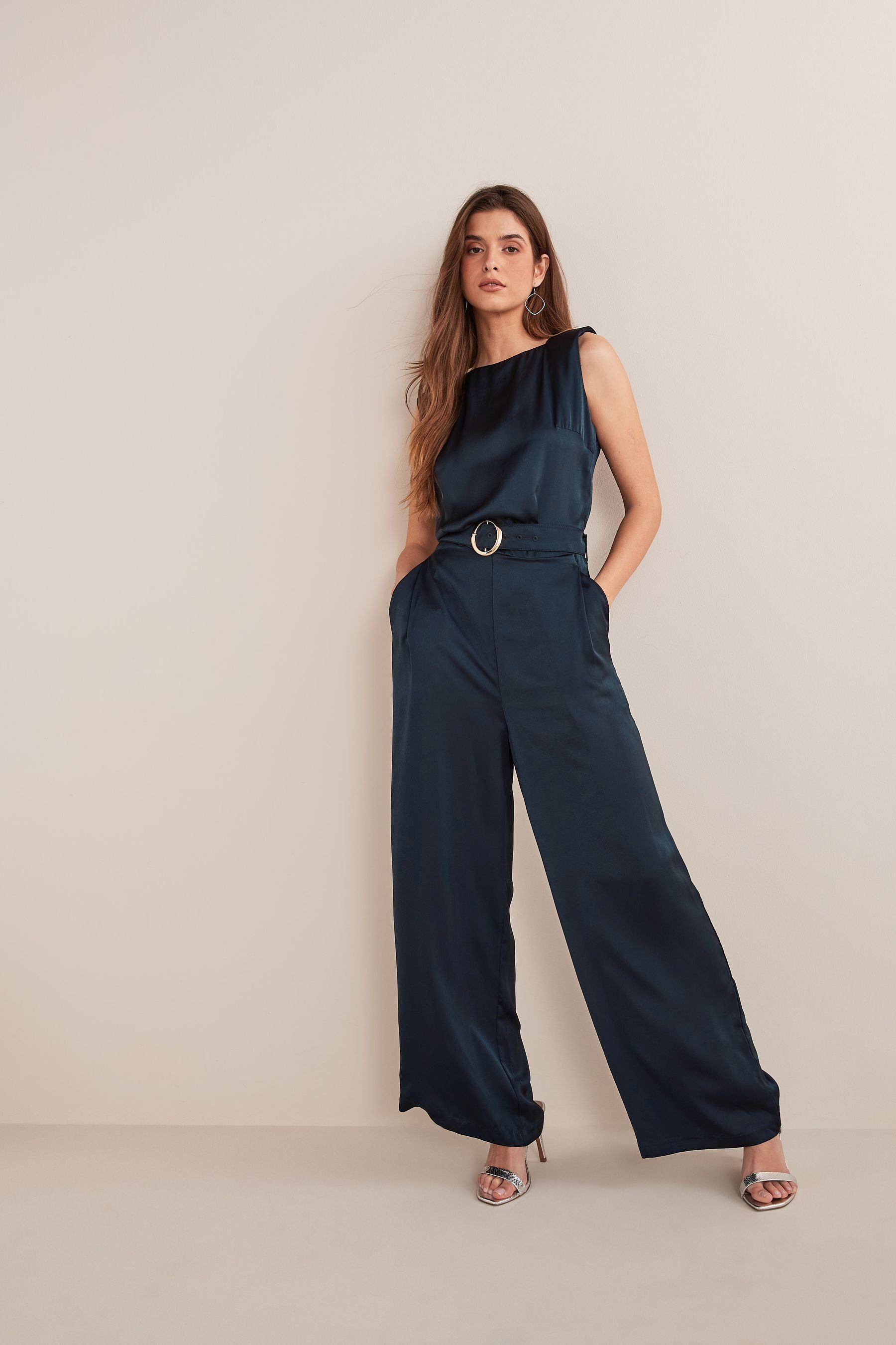 Next Jumpsuit Satin Jumpsuit mit Gürtel (1-tlg)