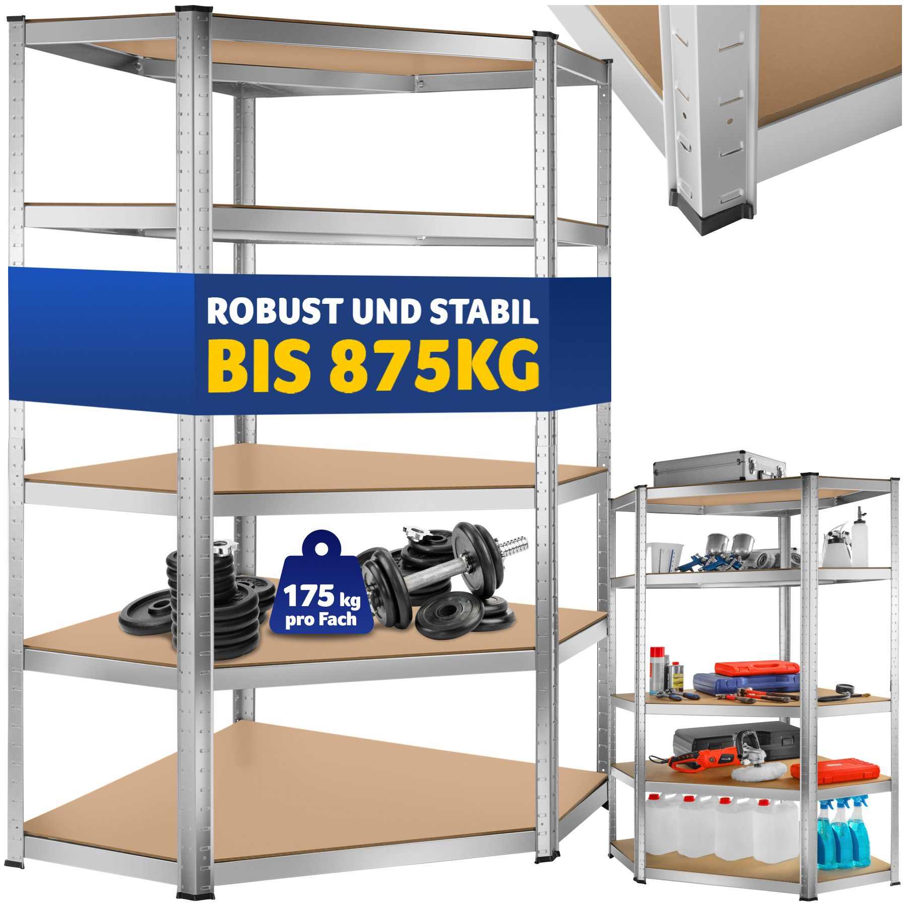 tectake Schwerlastregal, Komplett-Set, höhenverstellbare Einlegeböden günstig online kaufen