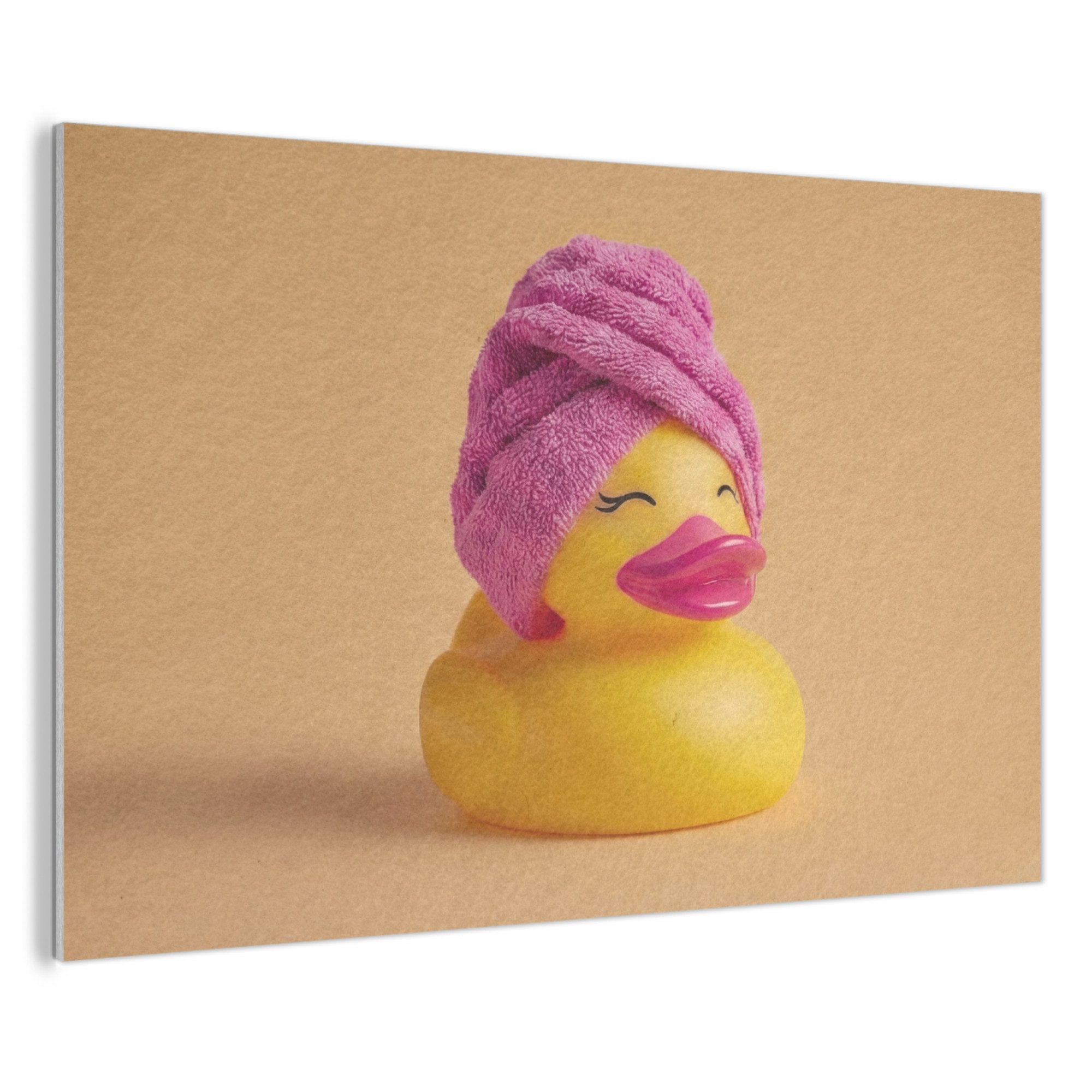 MuchoWow Gemälde Gummi-Ente - Handtuch - Farbenfroh, Fotodruck (1 St), Akustikpaneele XXL, Akustikbild, Schalldämmung, Deko 150x100 cm