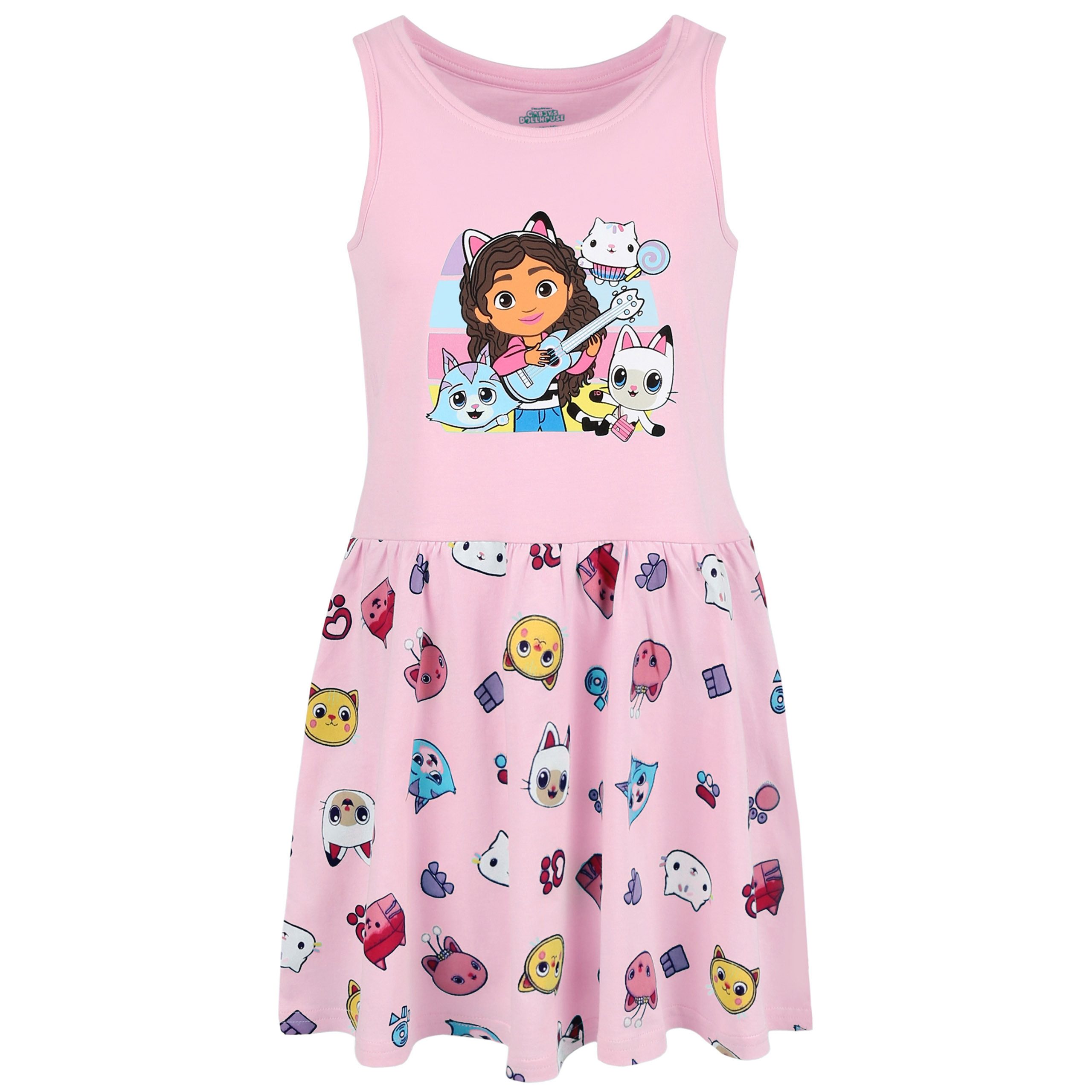 Sommerkleid Gabby's Dollhouse Kleid rosa, Träger, Mädchen, 100% Baumwolle