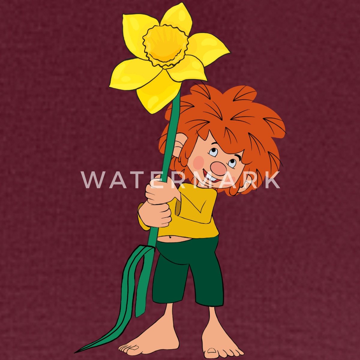 Spreadshirt T-Shirt Pumuckl Design Mit Gelber Blume Frauen Premium T-Shirt günstig online kaufen