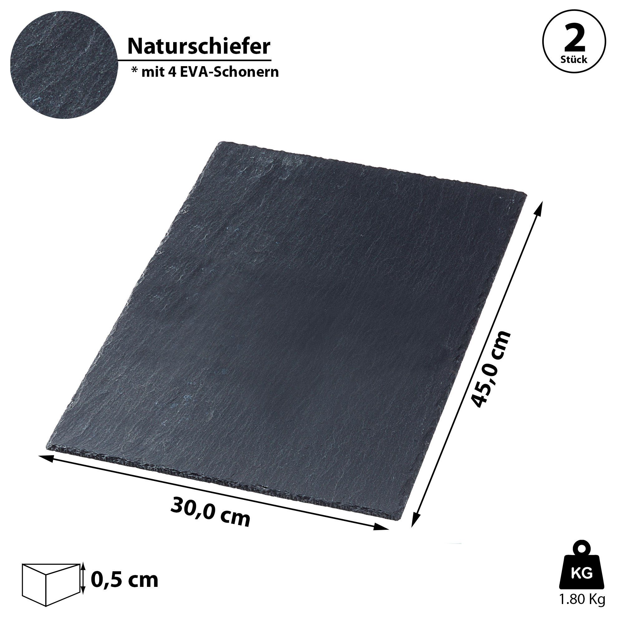CEPEWA Servierplatte Schieferplatte 45x30cm 2er Set Tischuntersetzer