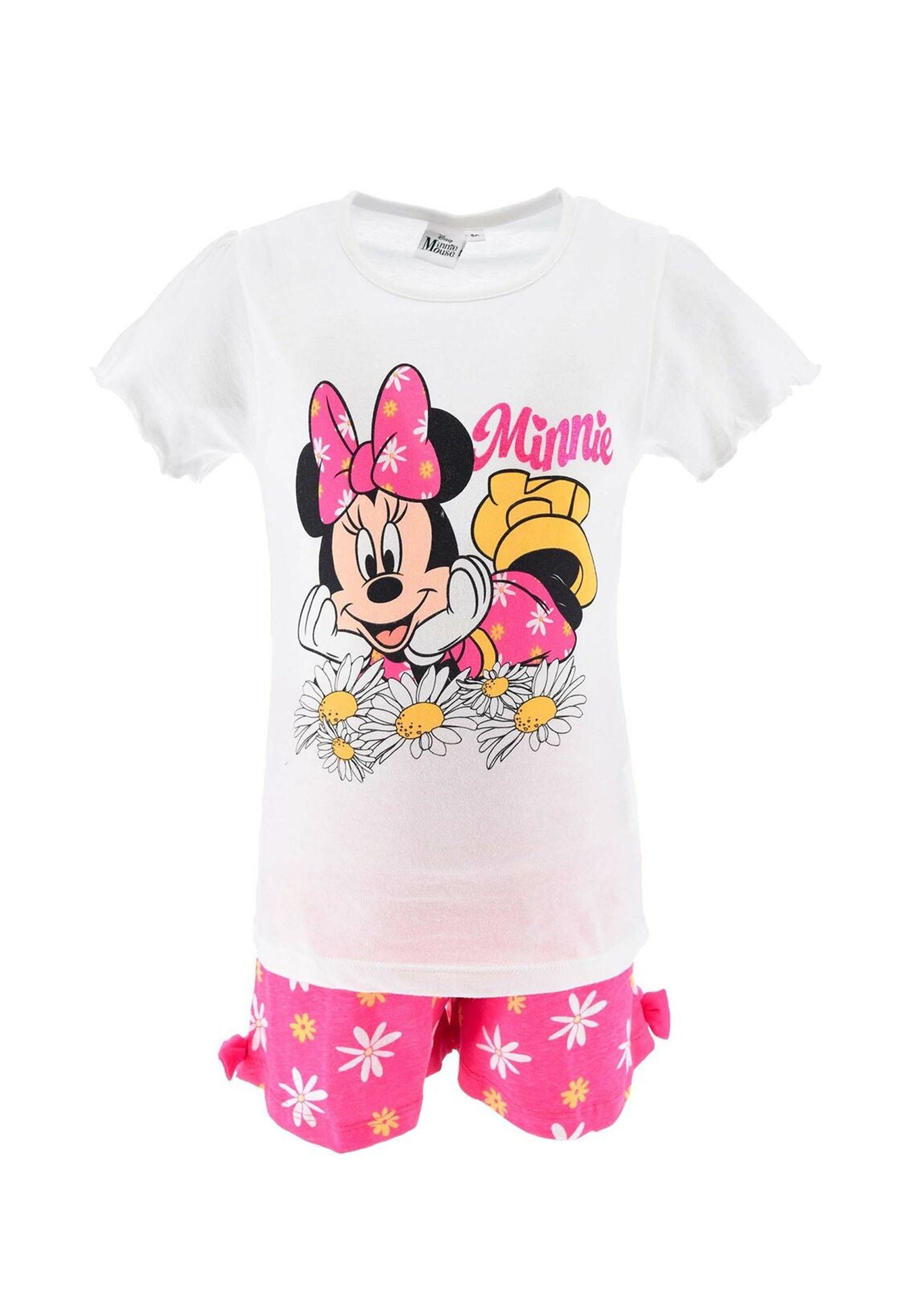 Disney Minnie Mouse Shorty (2 Schlafanzug tlg) Mädchen Pyjama Weiß