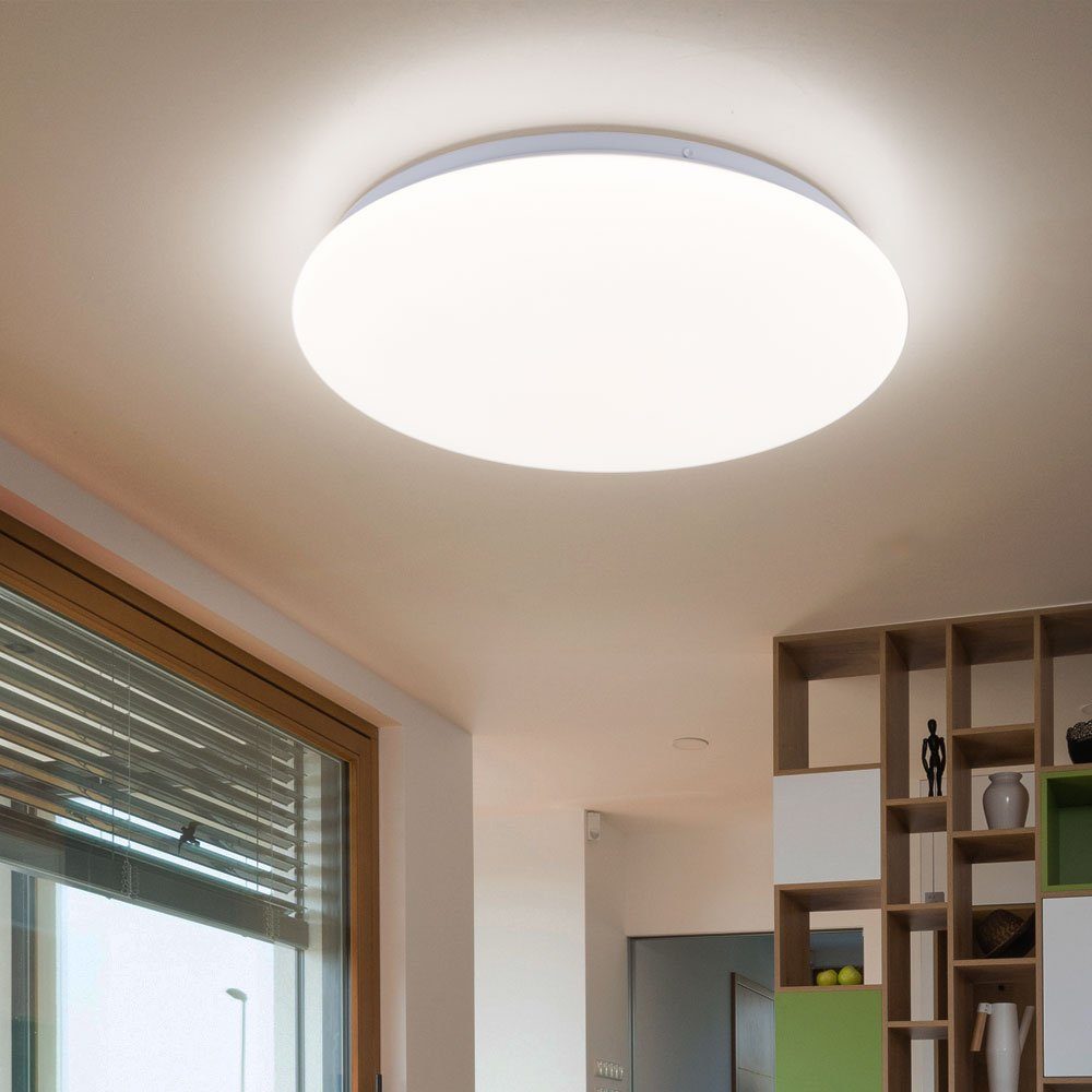 AEG LED Deckenleuchte, LED-Leuchtmittel fest verbaut, Warmweiß, LED Deckenleuchte dimmbar Wohnzimmerleuchte weiß Deckenlampe rund