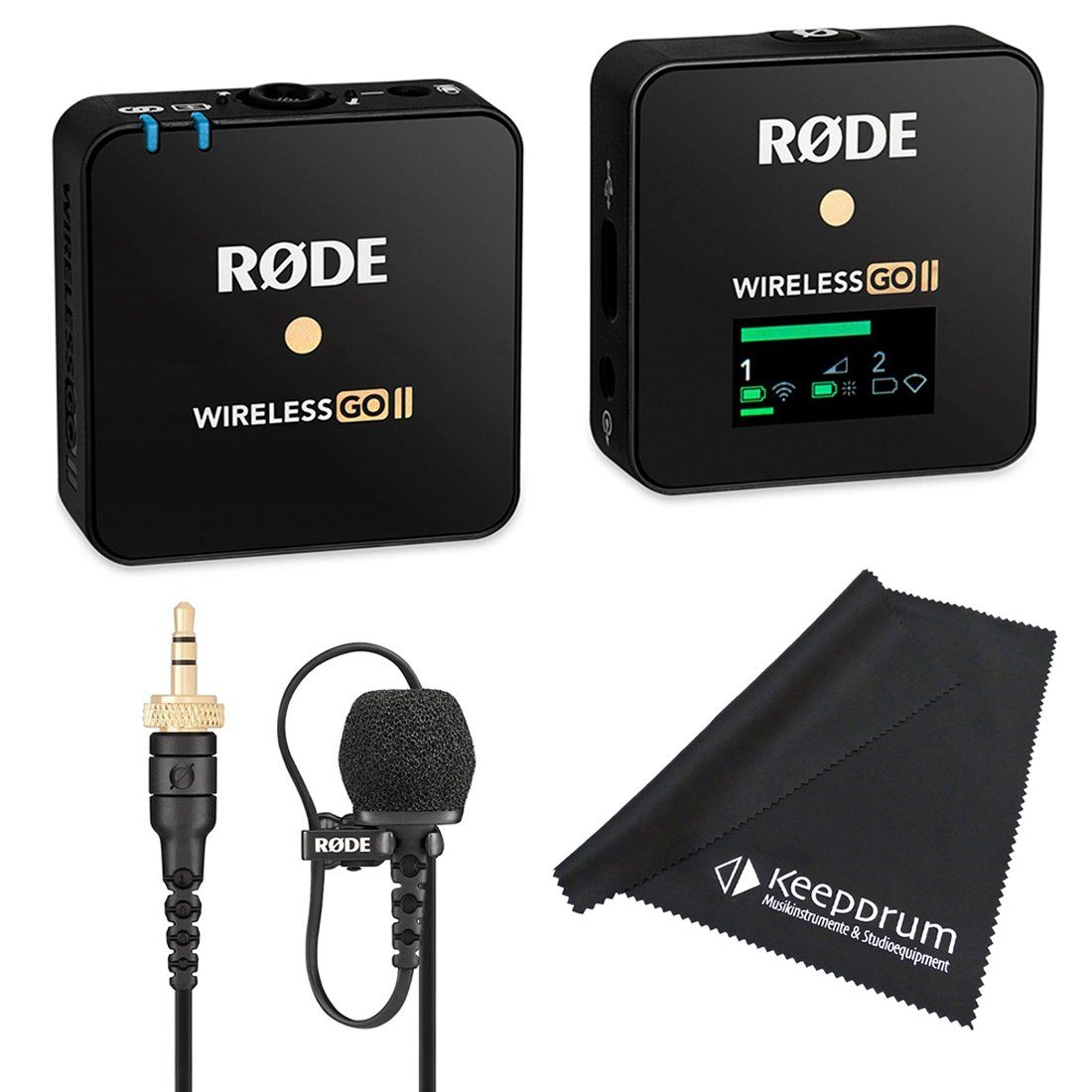 Rode Wireless GO II Single mit Lavalier II mit Tuch Digitales Aufnahmegerät