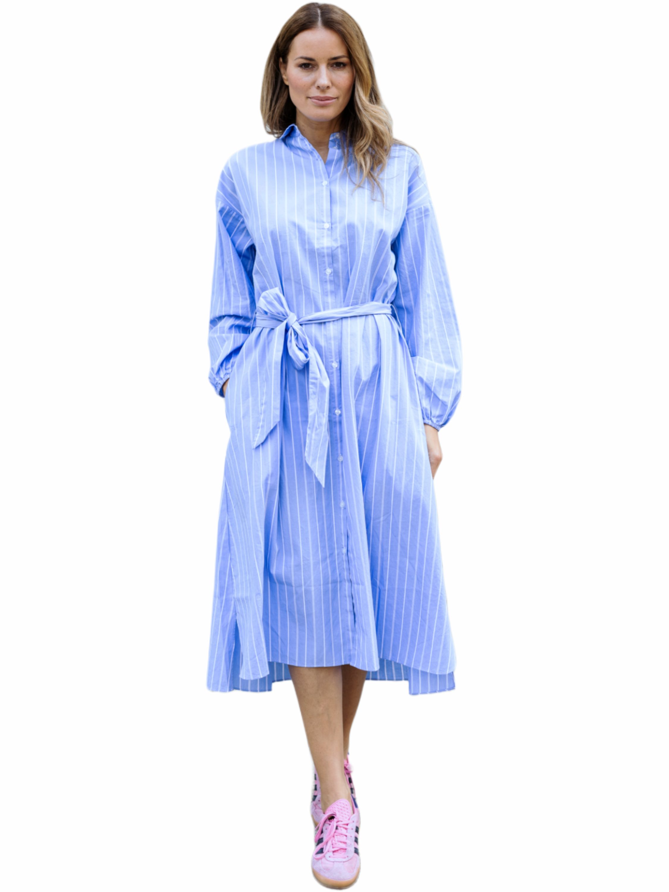 LIKS. Munich Blusenkleid Streifen LenaC Gürtel & gesprühtem Statement-Print