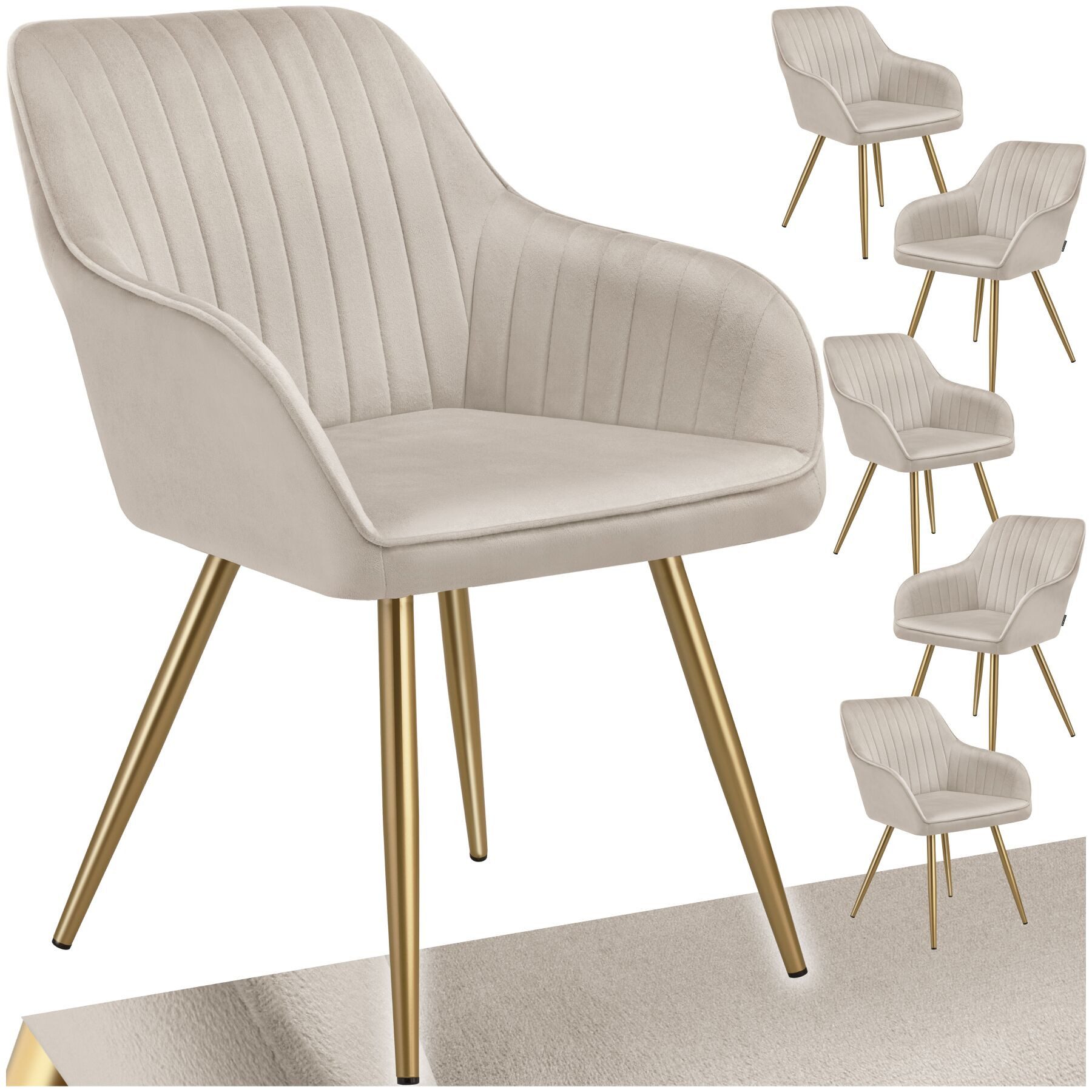 tectake Esszimmerstuhl Stuhl Marilyn, Samtoptik, gesteppt (Set, 6 St), Extr günstig online kaufen