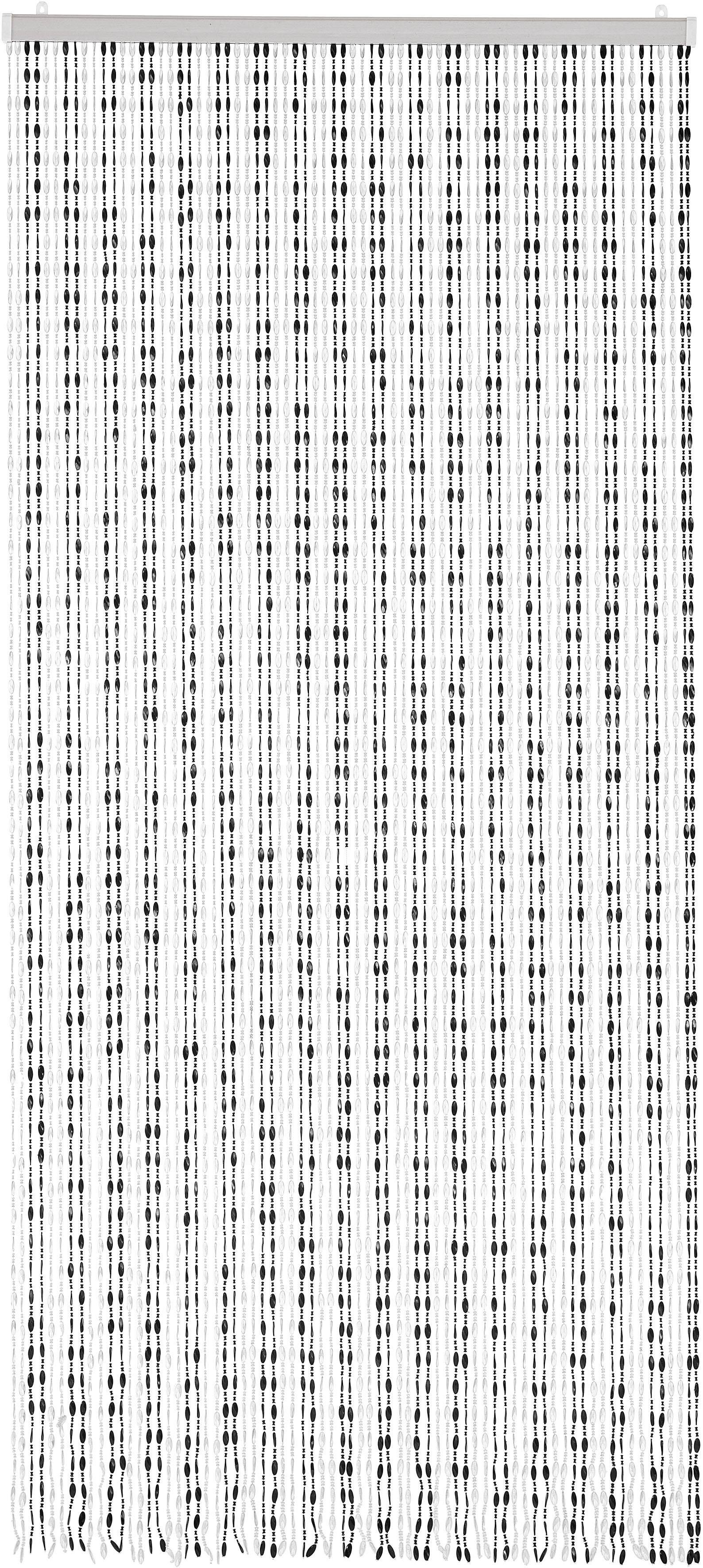 Türvorhang Pearl, halbtransparent, transparent/schwarz, locker, (1 Stränge St), 72 Hakenaufhängung Kunststoff