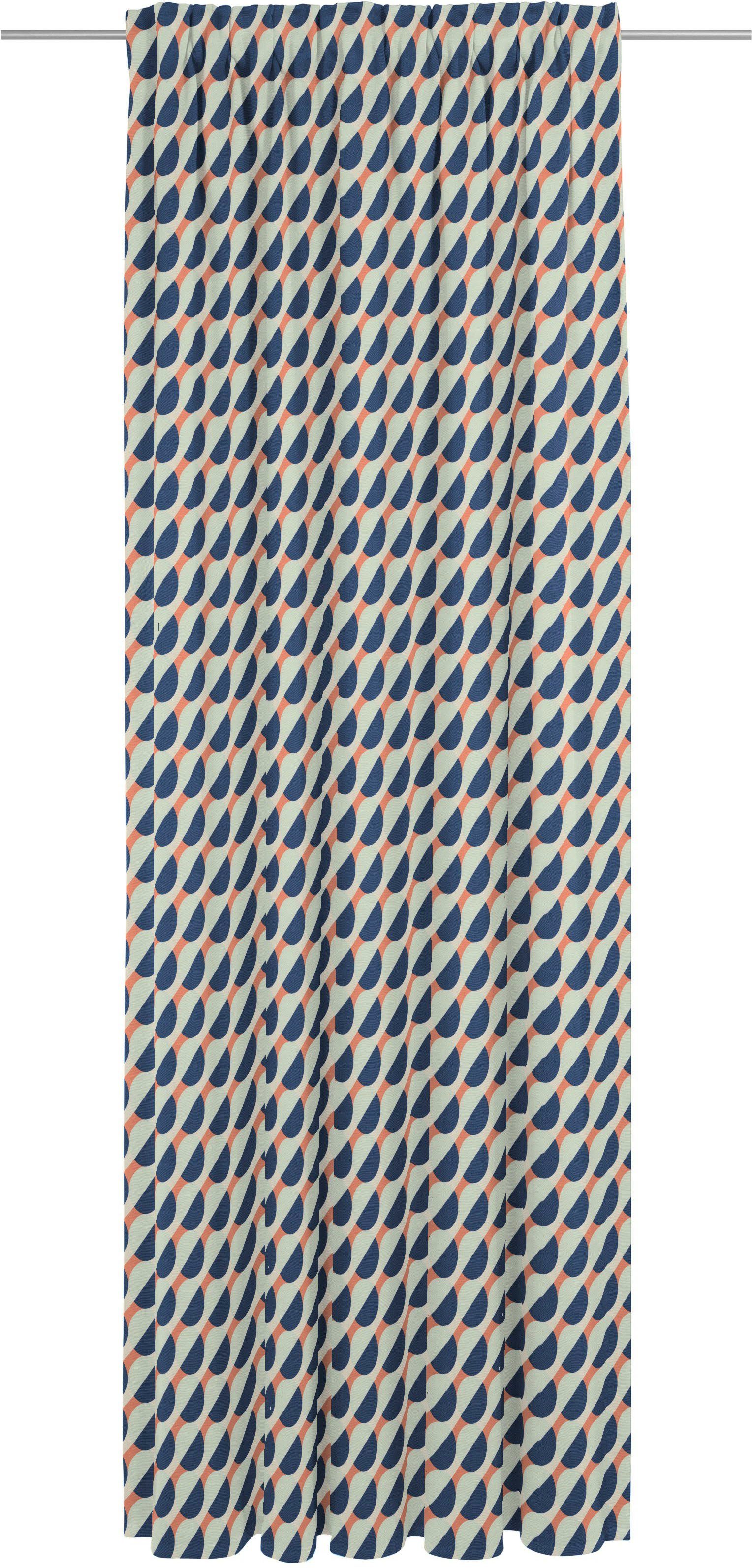 Vorhang Circles, Adam, Multifunktionsband (1 St), blickdicht, Jacquard, nachhaltig aus Bio-Baumwolle hellblau/orange/dunkelblau