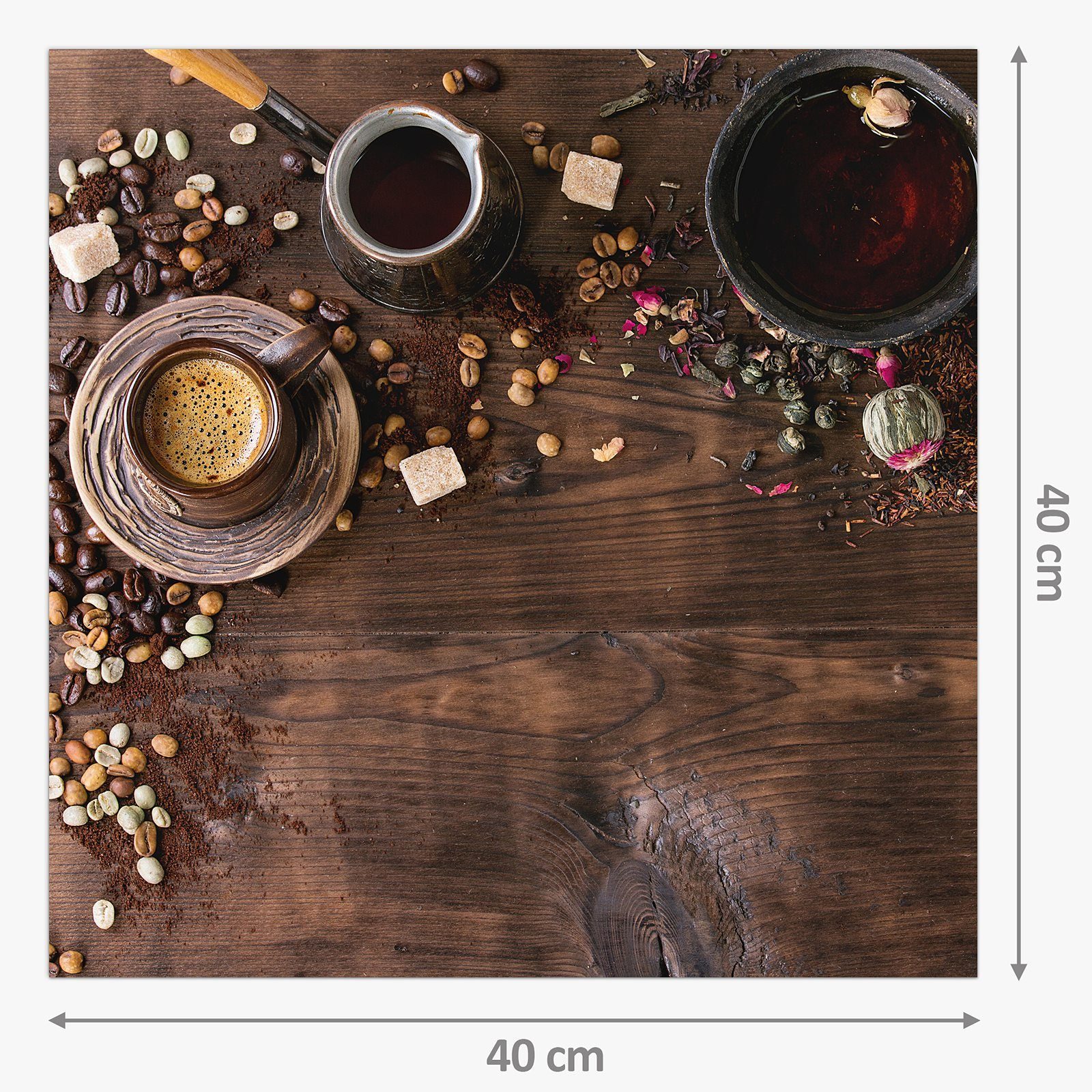 mit Küchenrückwand Tisch Primedeco Spritzschutz Tee Kaffee Glas Küchenrückwand Motiv und auf