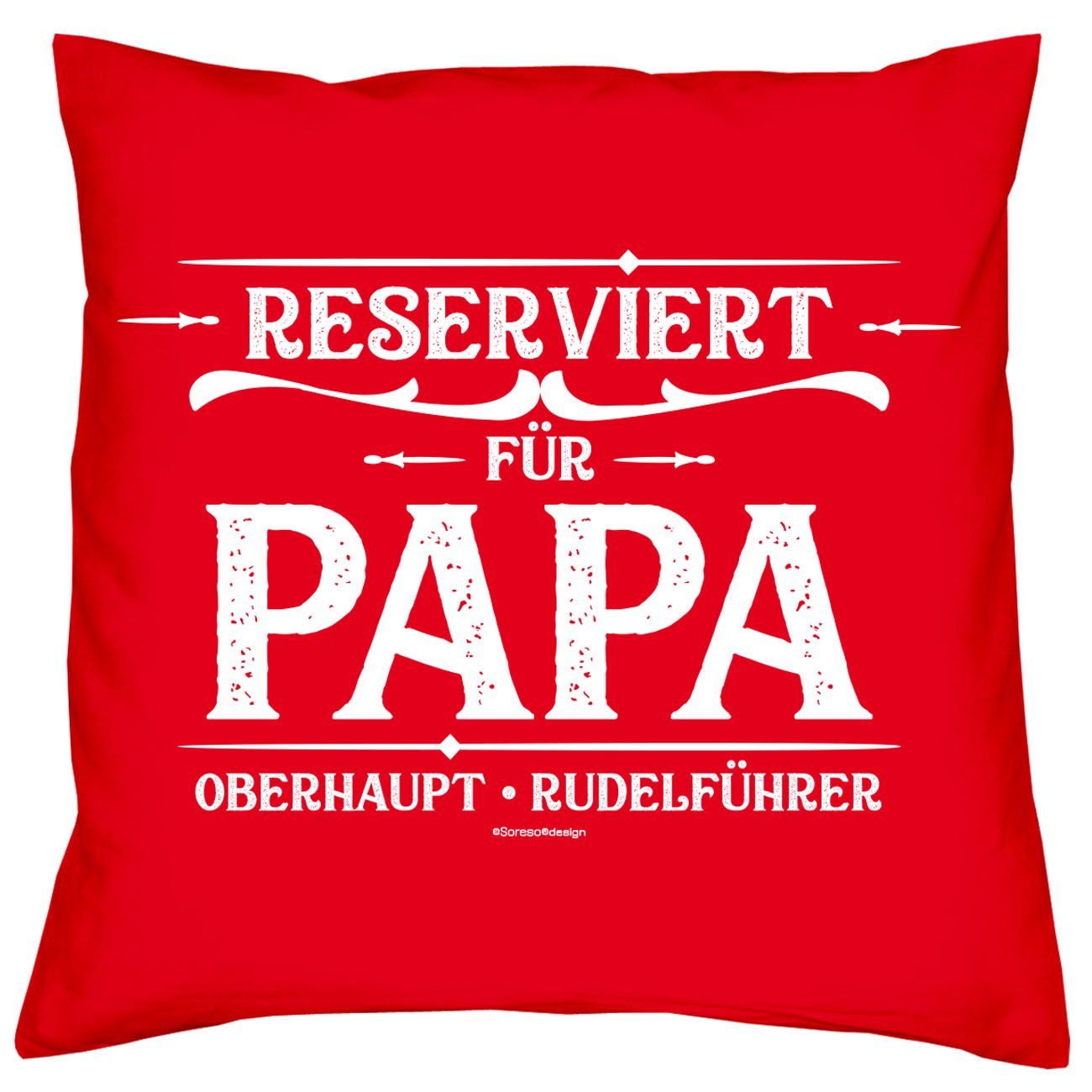 Soreso® Dekokissen Geschenkidee Geschenke den Papa Väter für Reserviert Weltbesten rot für Kissen für Urkunde & Papa