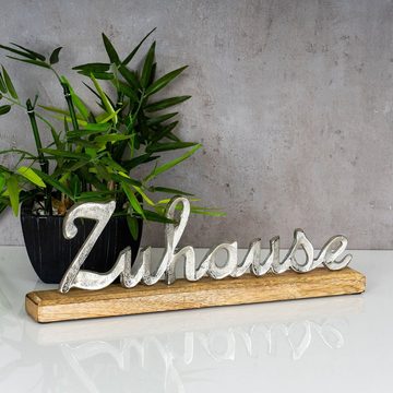 Levandeo® Deko-Schriftzug, Schriftzug Zuhause Mangoholz Metall Tischdeko