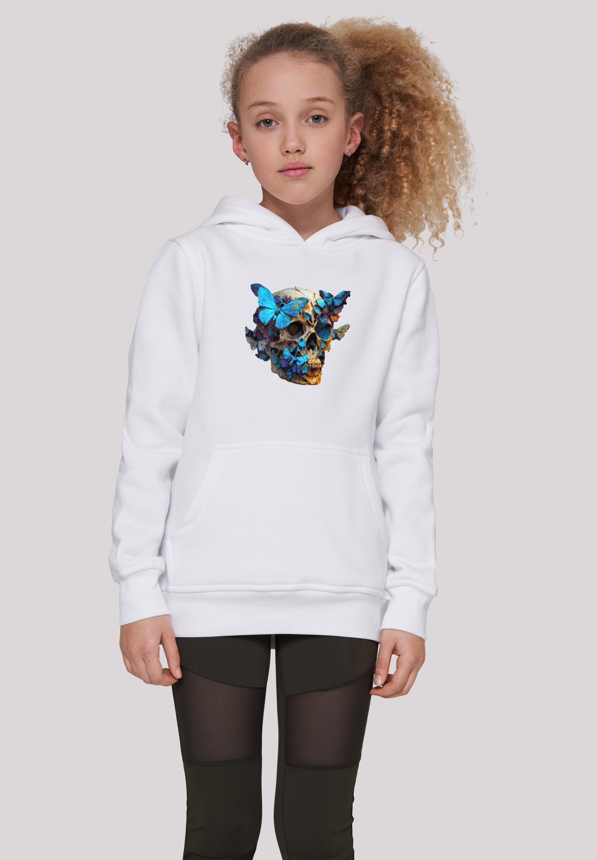 F4NT4STIC Kapuzenpullover Schmetterling Skull HOODIE UNISEX Print weiß