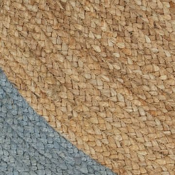 Teppich Handgefertigt Jute mit Olivgrünem Rand 90 cm, furnicato, Runde