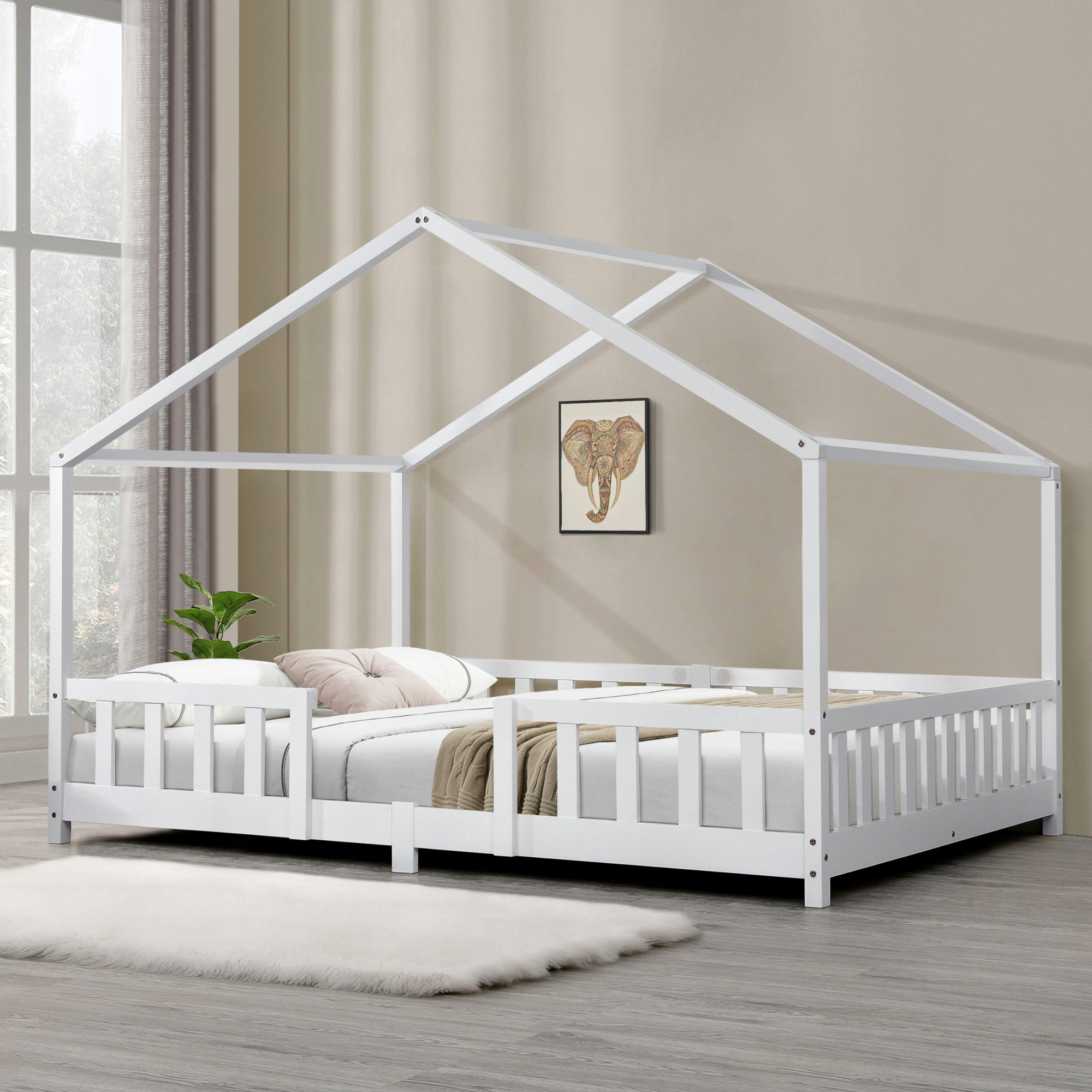 en.casa Kinderbett, »Treviolo« Haus-Optik mit Rausfallschutz günstig online kaufen