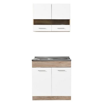 Homestyle4u Küchenzeile Kochnische Küchenzeile 80 cm Küche Miniküche Weiß