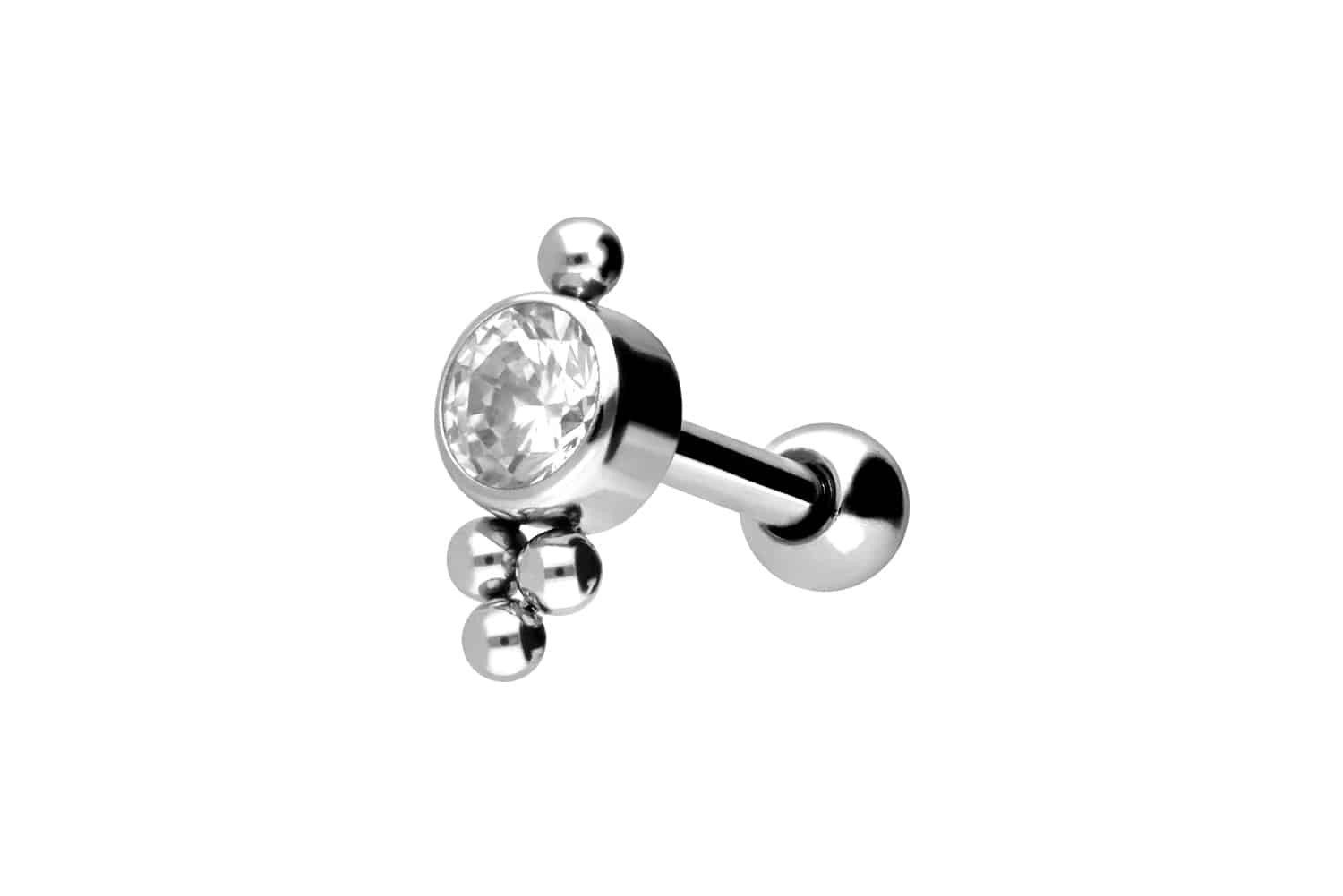 Piercing-Set Chirurgenstahl Ohrpiercing KRISTALL + 4 KUGELN