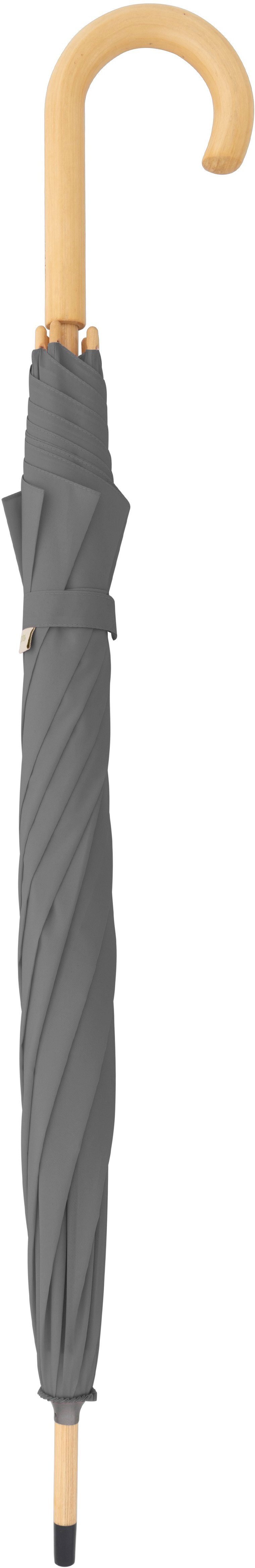 doppler® Stockregenschirm nature Long, Holz Schirmgriff mit aus recyceltem aus slate Material grey