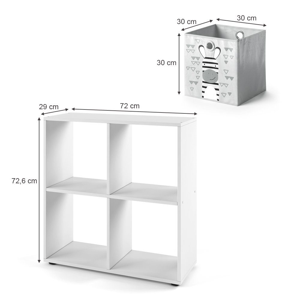 Weiß Bücherregal inkl. Fächer Standregal Vicco Faltboxen TETRA 4 Raumteiler