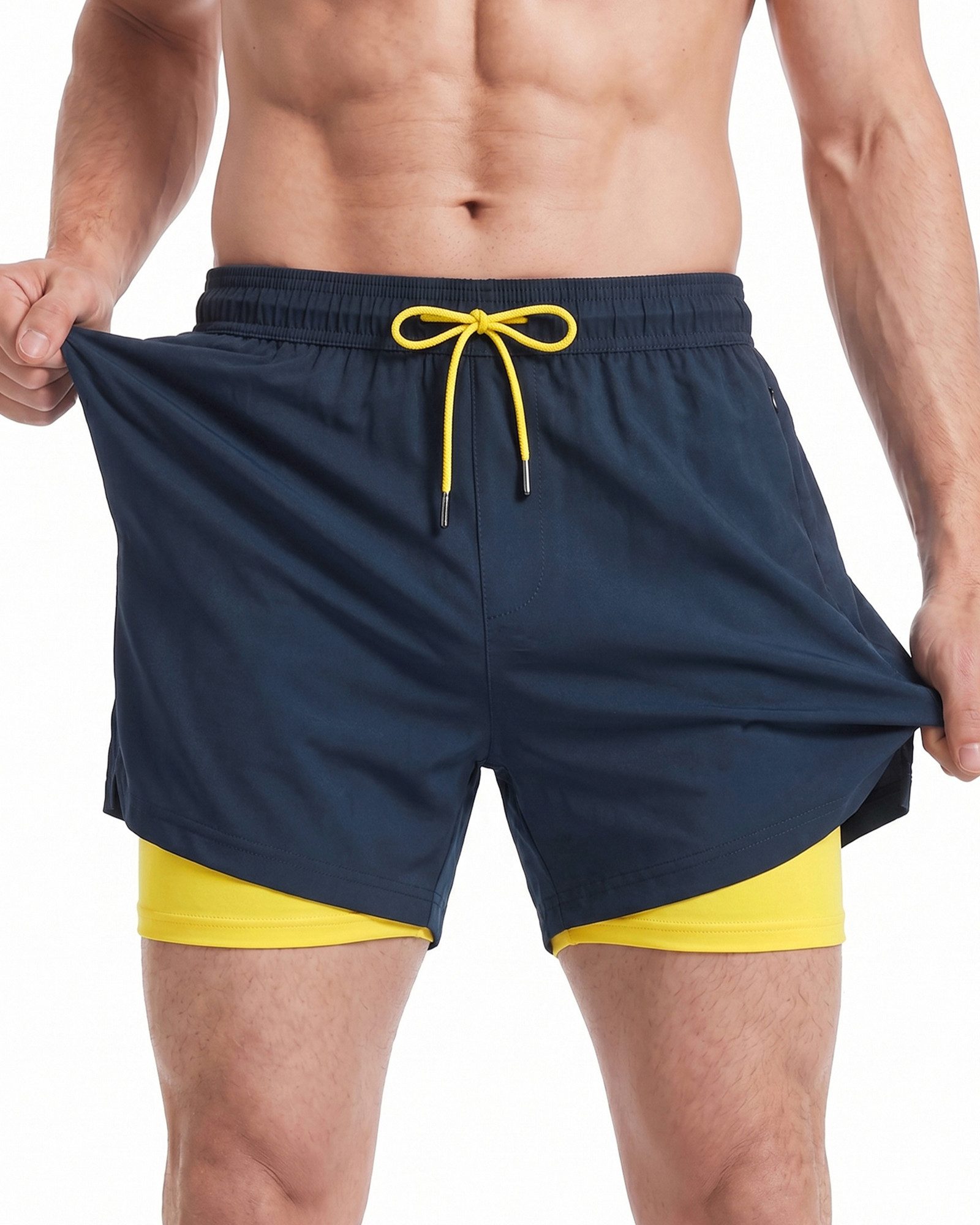 MaaMgic Shorts Herren Stretch kurze Hose Männer Badehose mit Reißverschlusstaschen (1-tlg)