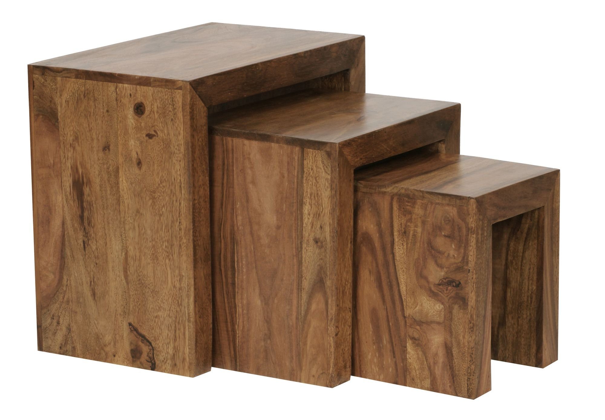 KADIMA DESIGN Satztisch Tisch Set: Massivholz-Design, vielseitig nutzbar, handgefertigt Braun | Braun | Braun