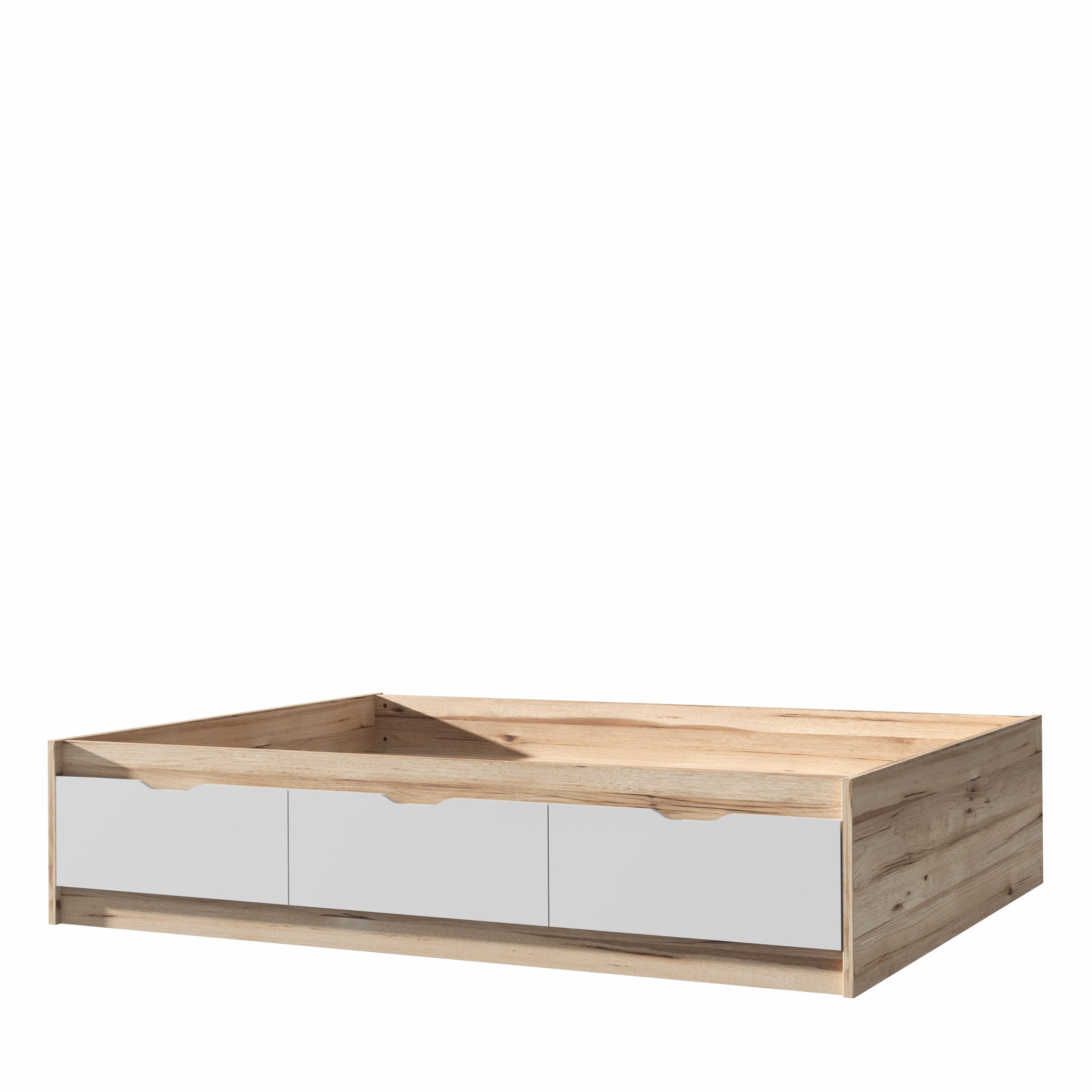 freiraum Bettgestell VANKKA, in Planked Eiche, Weiss - 150,5x43x194,9cm (BxHxT)