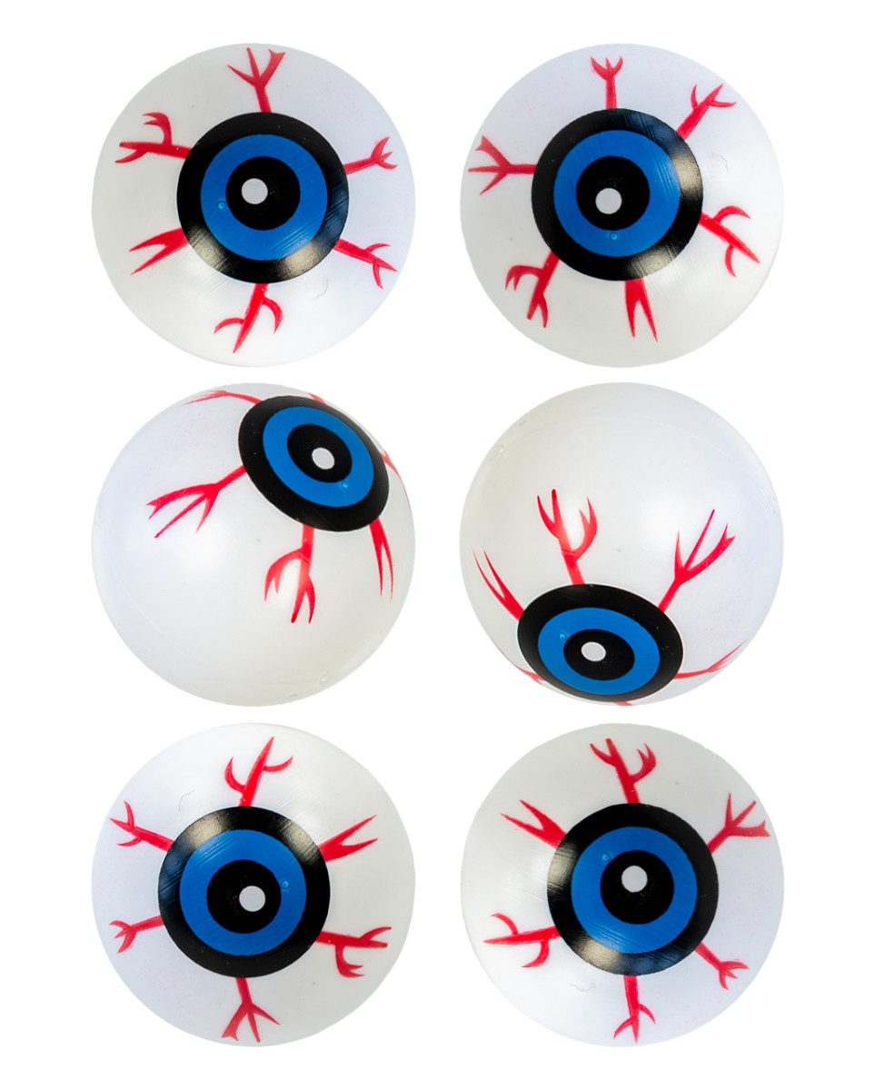 Horror-Shop Dekoobjekt Sechs Augäpfel mit blauen Augen aus Kunststoff