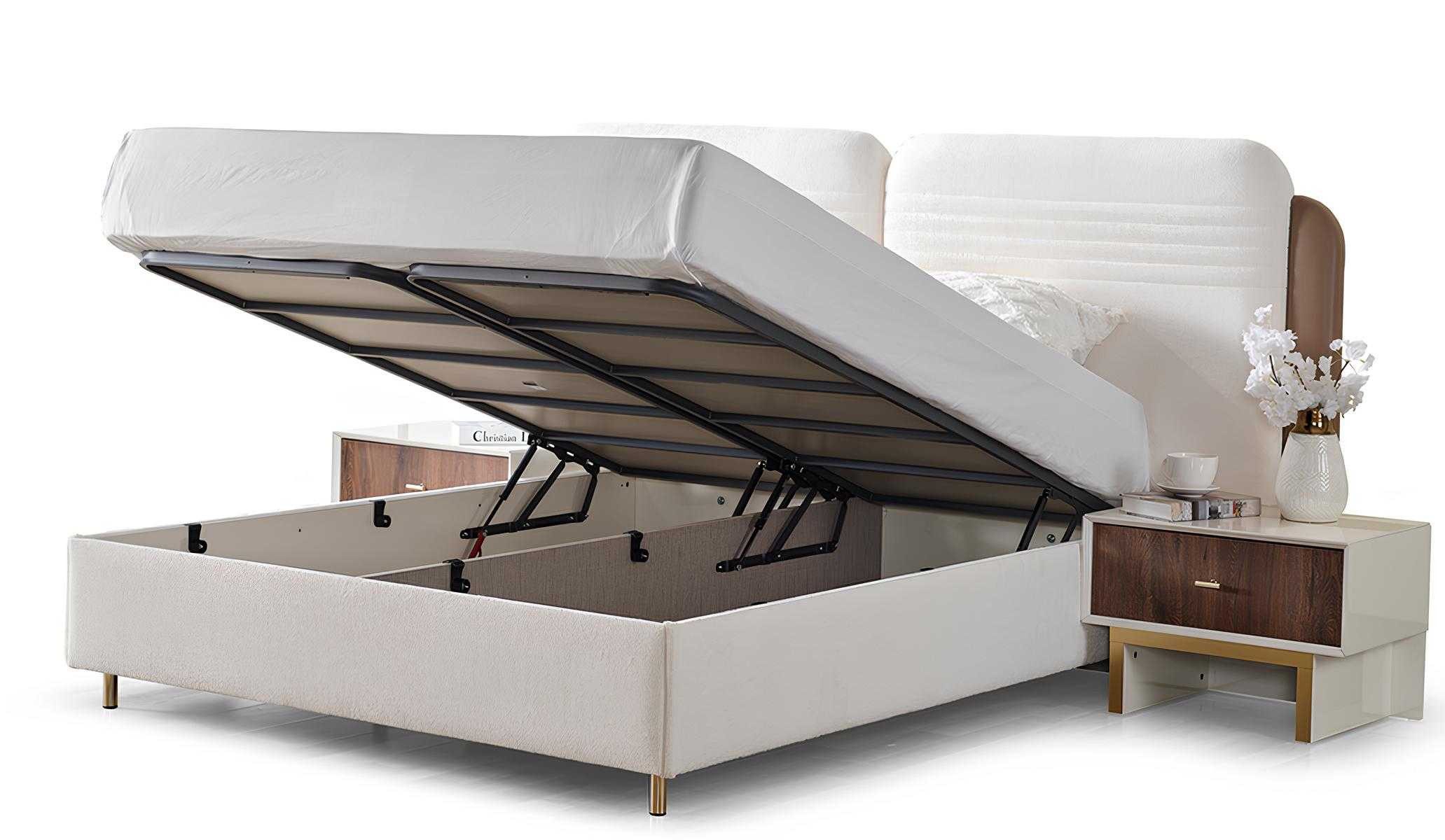JVmoebel Schlafzimmer-Set JVMoebel Schlafzimmerset in Weiß mit Bett und Nachttischen, (3-tlg), Made in Europa