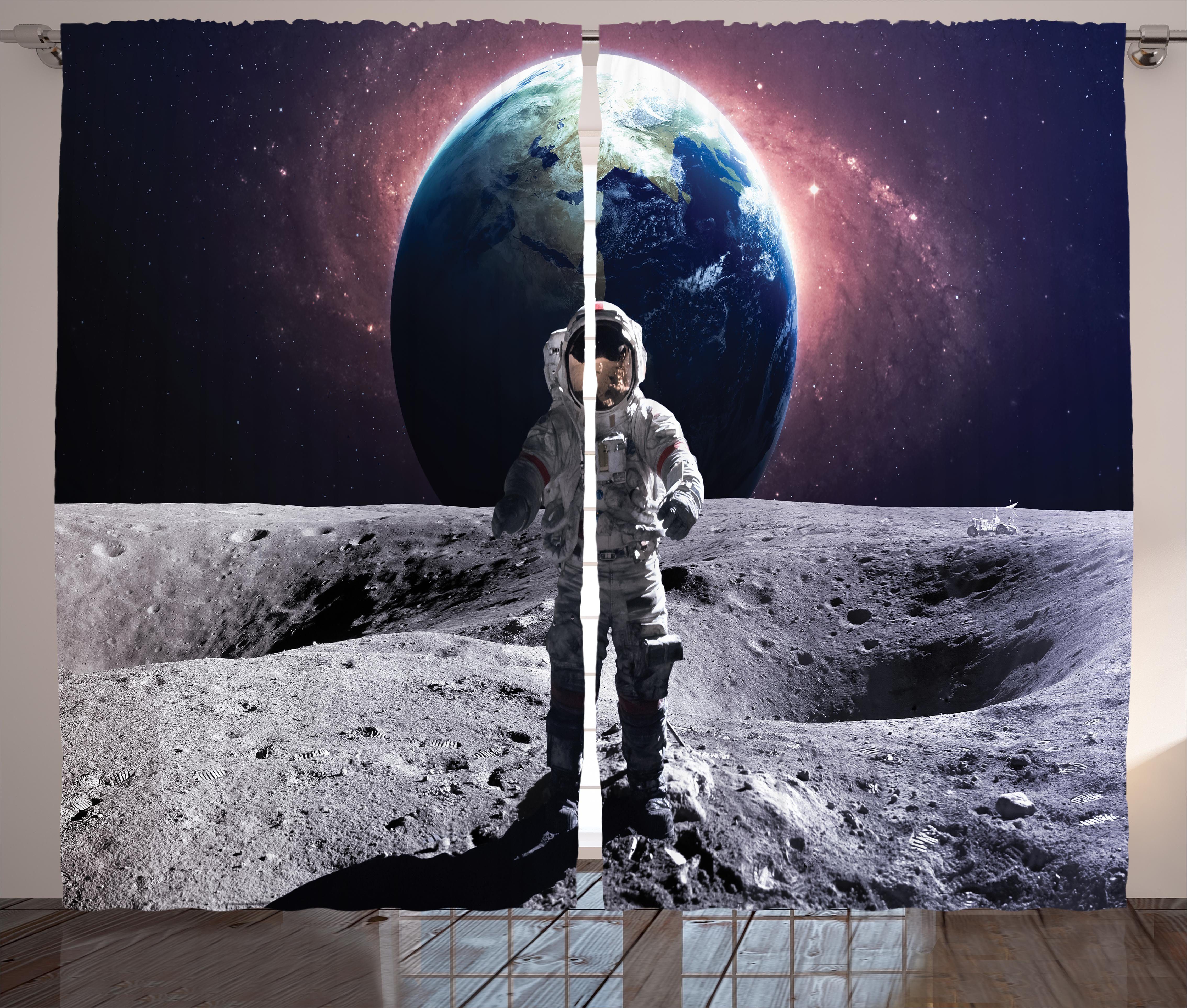 Gardine Schlafzimmer Kräuselband Vorhang und Abakuhaus, Astronaut Brace Platz Schlaufen Cosmos mit Haken