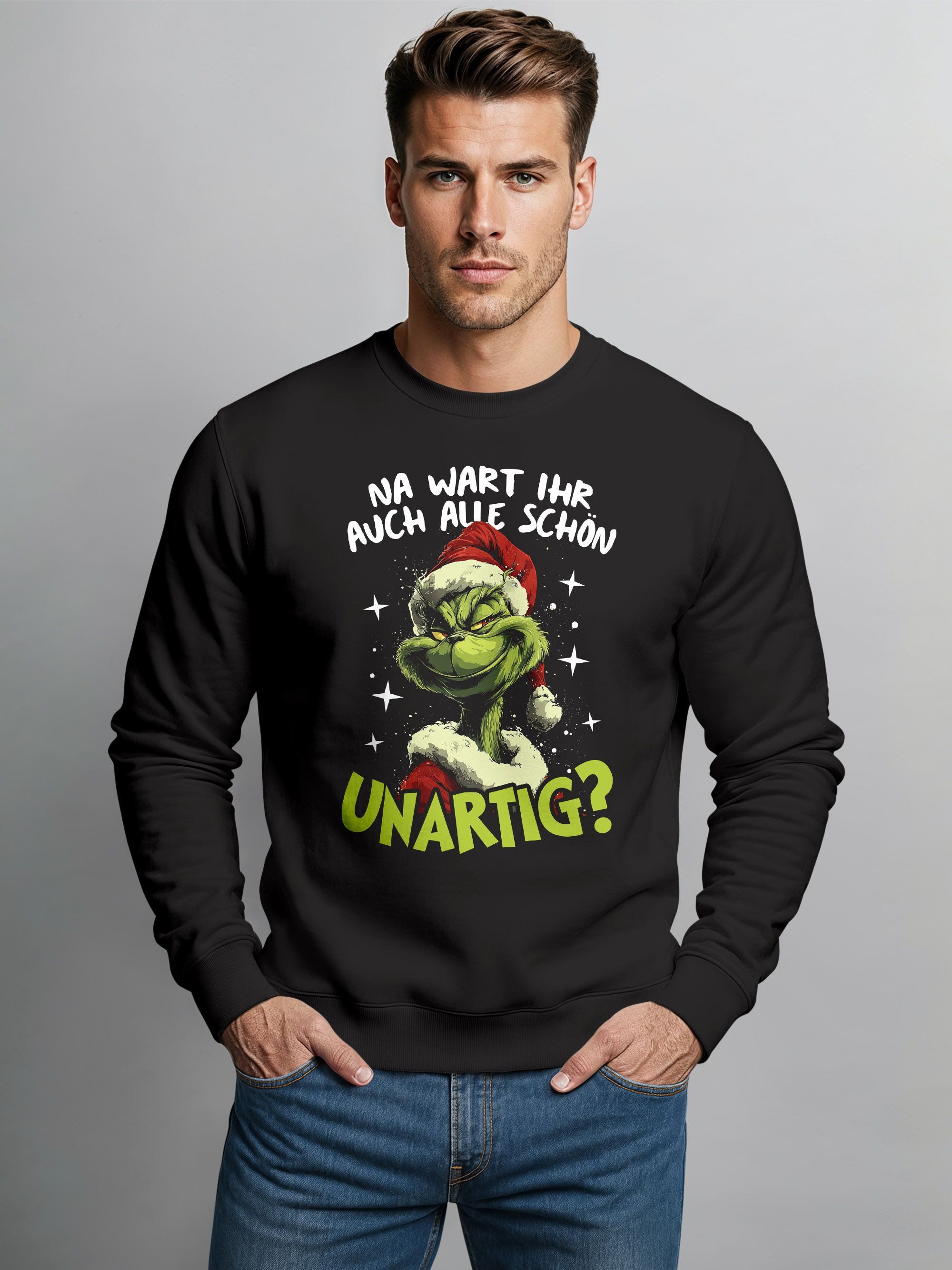 MoonWorks Sweatshirt Sweatshirt Herren Weihnachtspullover Spruch Wart ihr a günstig online kaufen