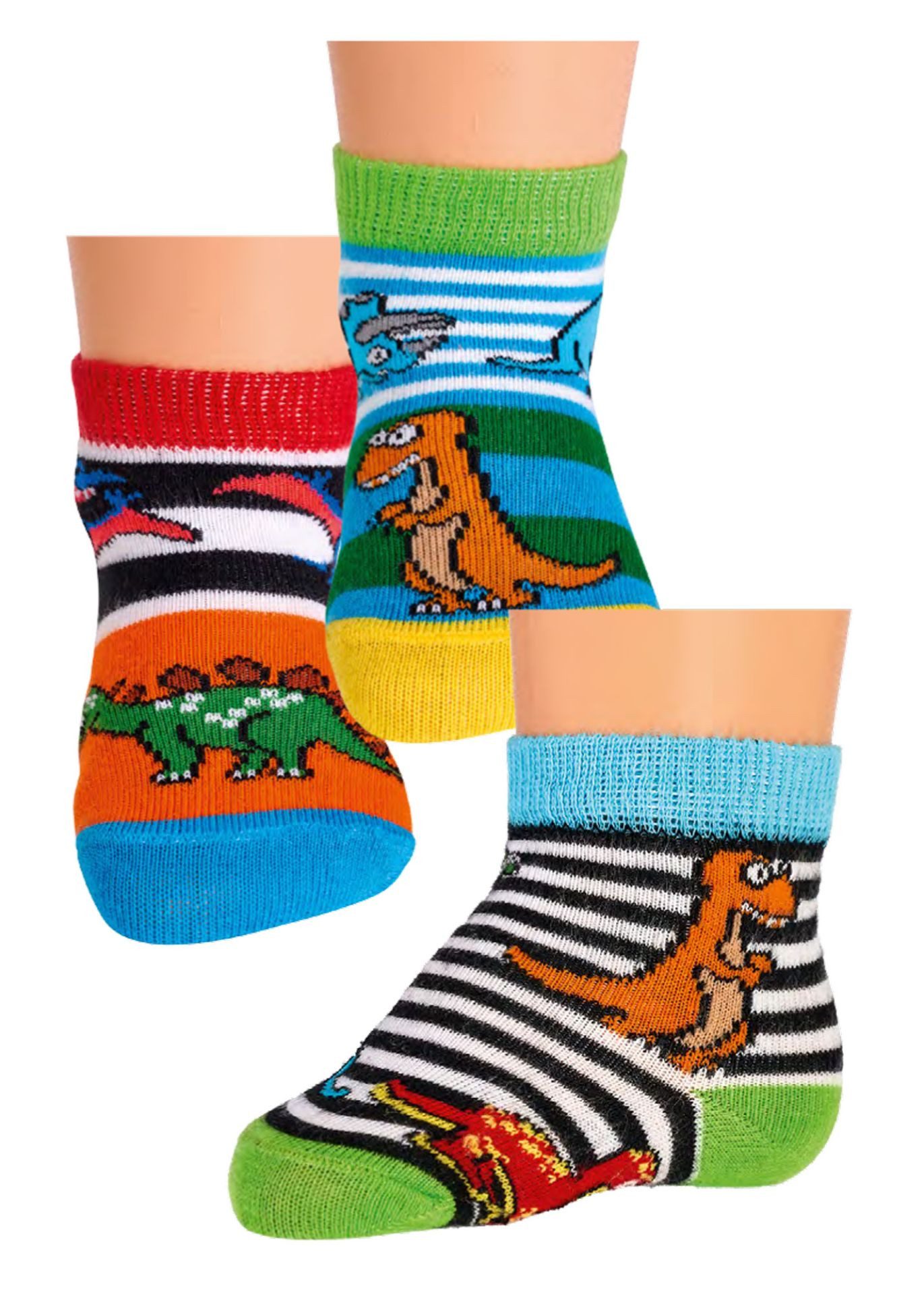 Socken 3 Paar Baby-Socken weiche Baumwolle, lustige Motive, Jungen & Mädchen