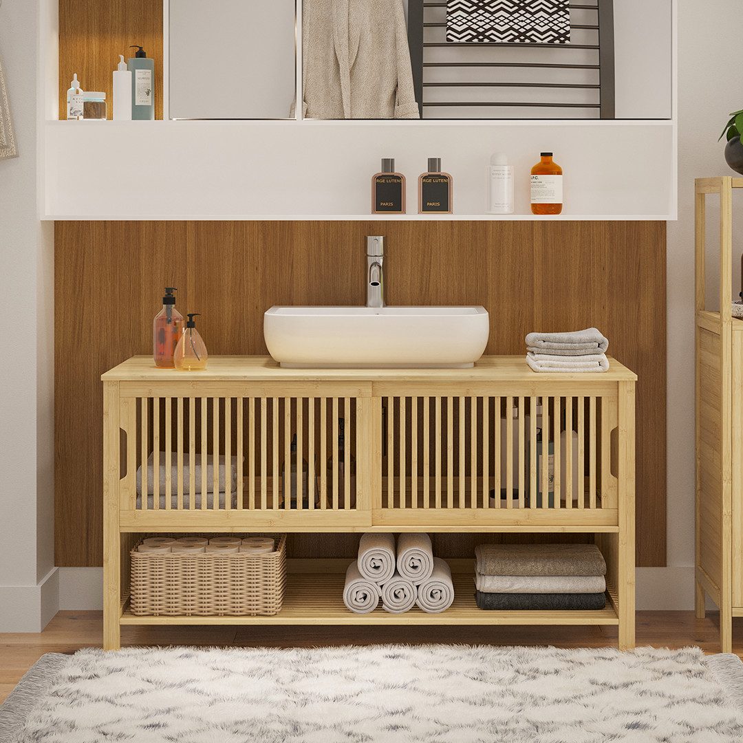 Bellamio Waschbeckenunterschrank Sava (natur) aus Bambus, 100 x 45 x 60 cm günstig online kaufen