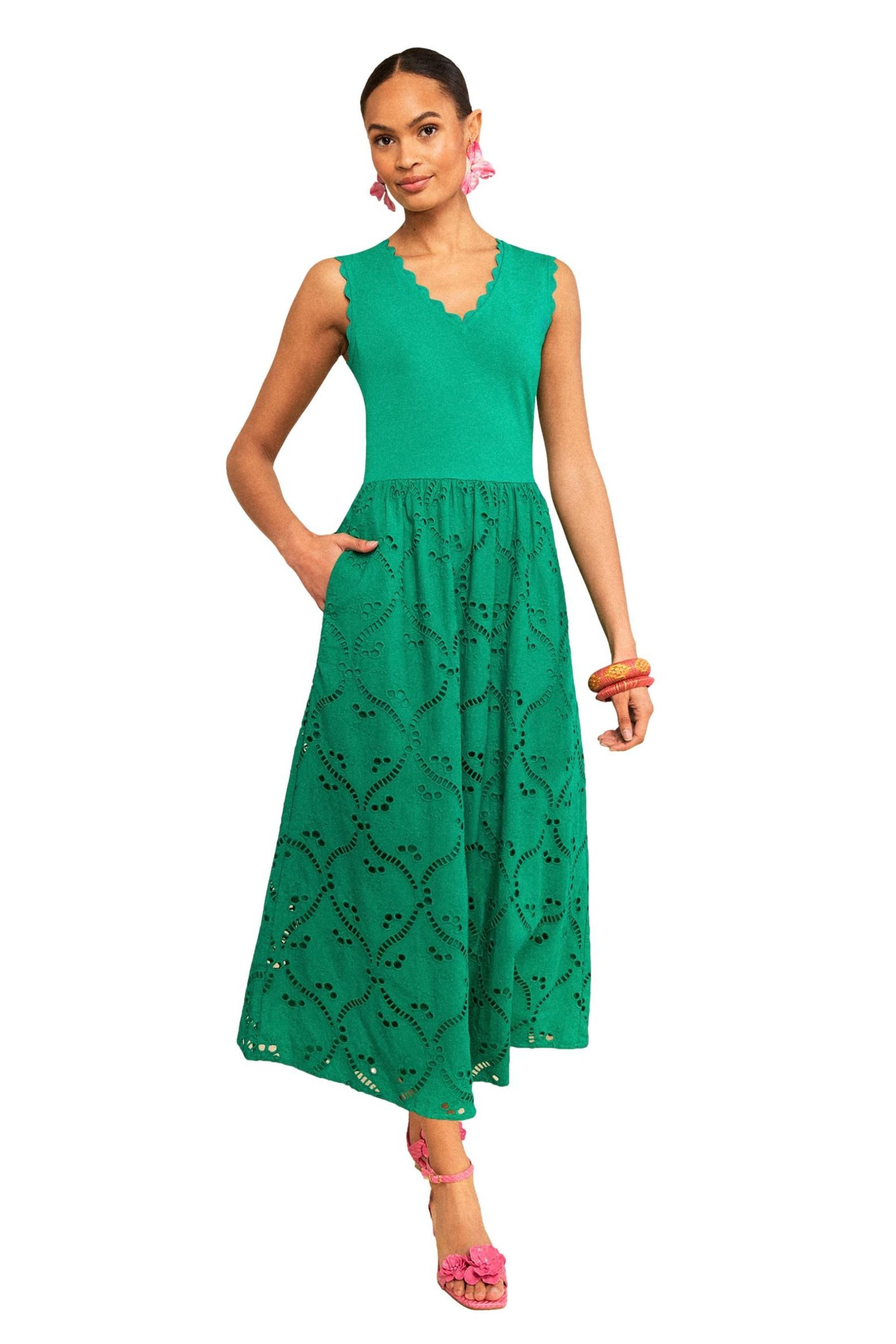 Midikleid Love & Roses Midikleid mit Lochstickerei, Regular