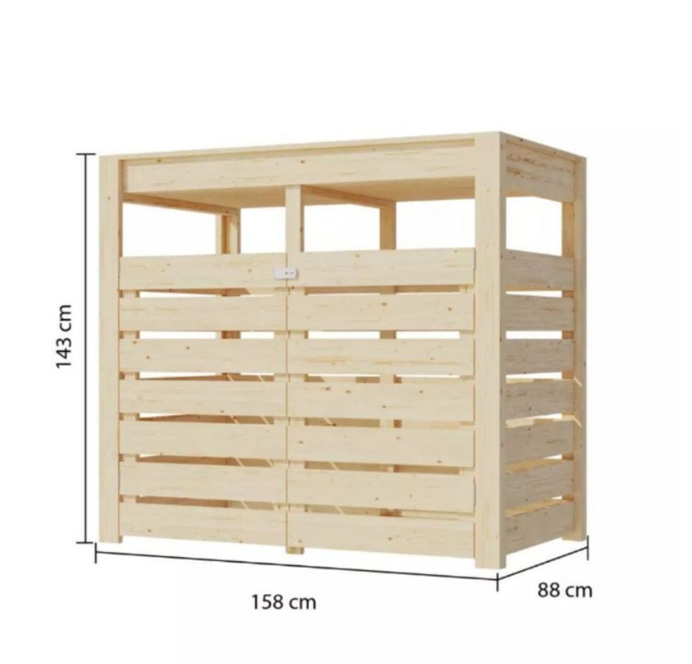 Thumbnail - Karibu Mülltonnenbox Karibu Mülltonnenbox Doppeltüre Flachdach, 2er, 3er, 19 mm, Natur