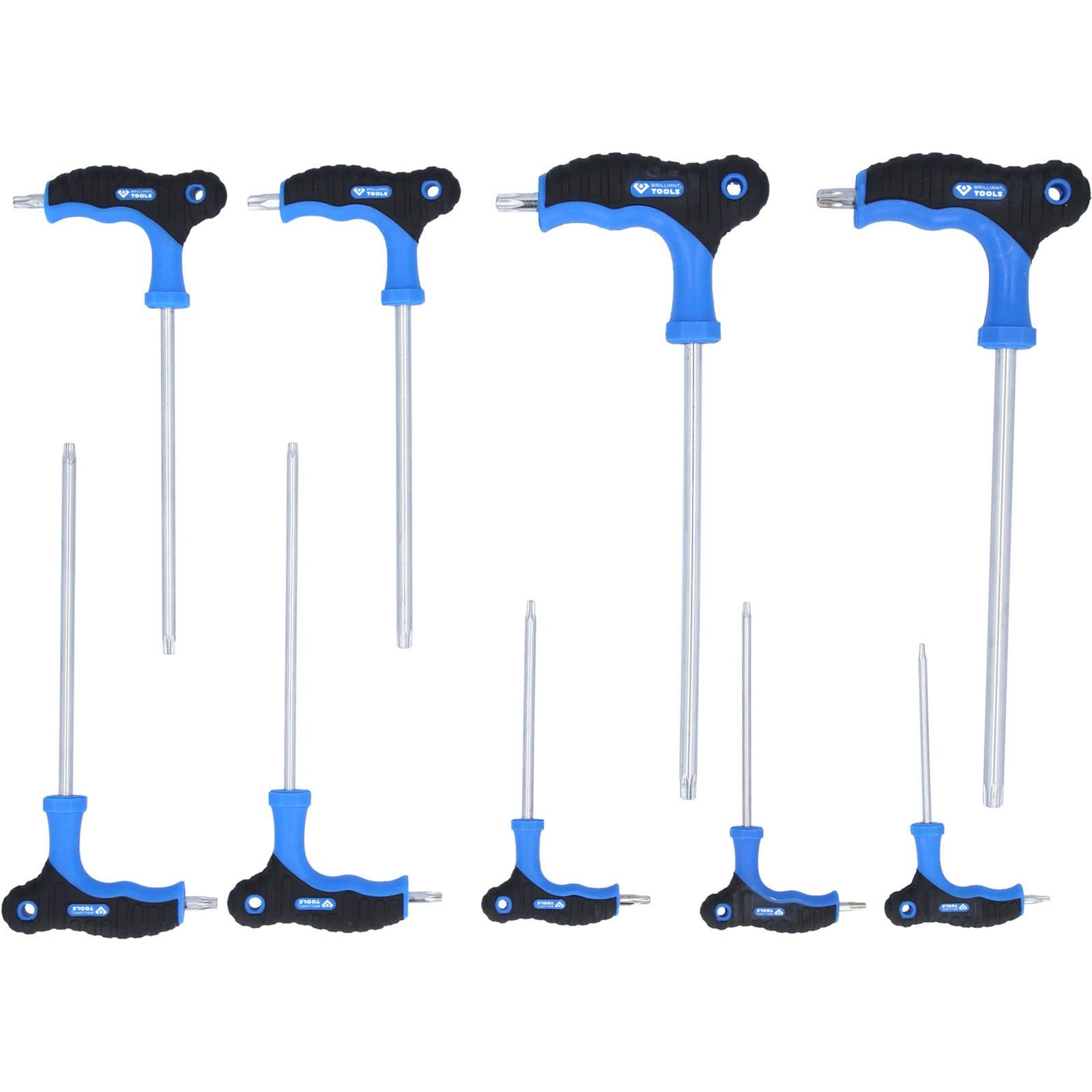 Brilliant Tools Schraubendreher BRILLIANT TOOLS T-Griff-Torx® mit Stirnlochbohrung-Winkelstiftsch...