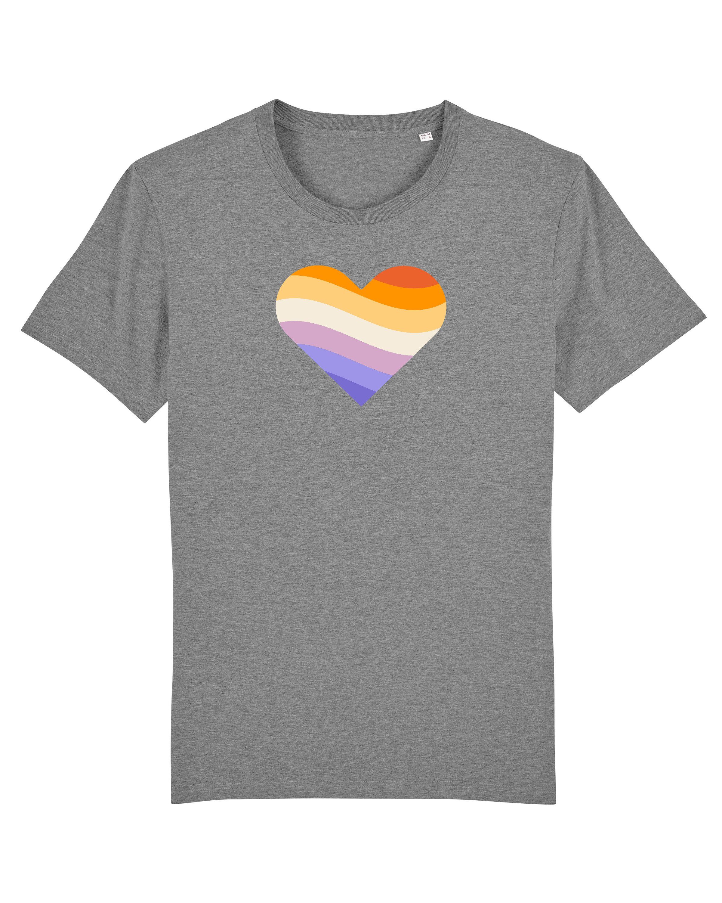 meliert (1-tlg) Rainbow Heart Apparel mittelgrau Print-Shirt wat?