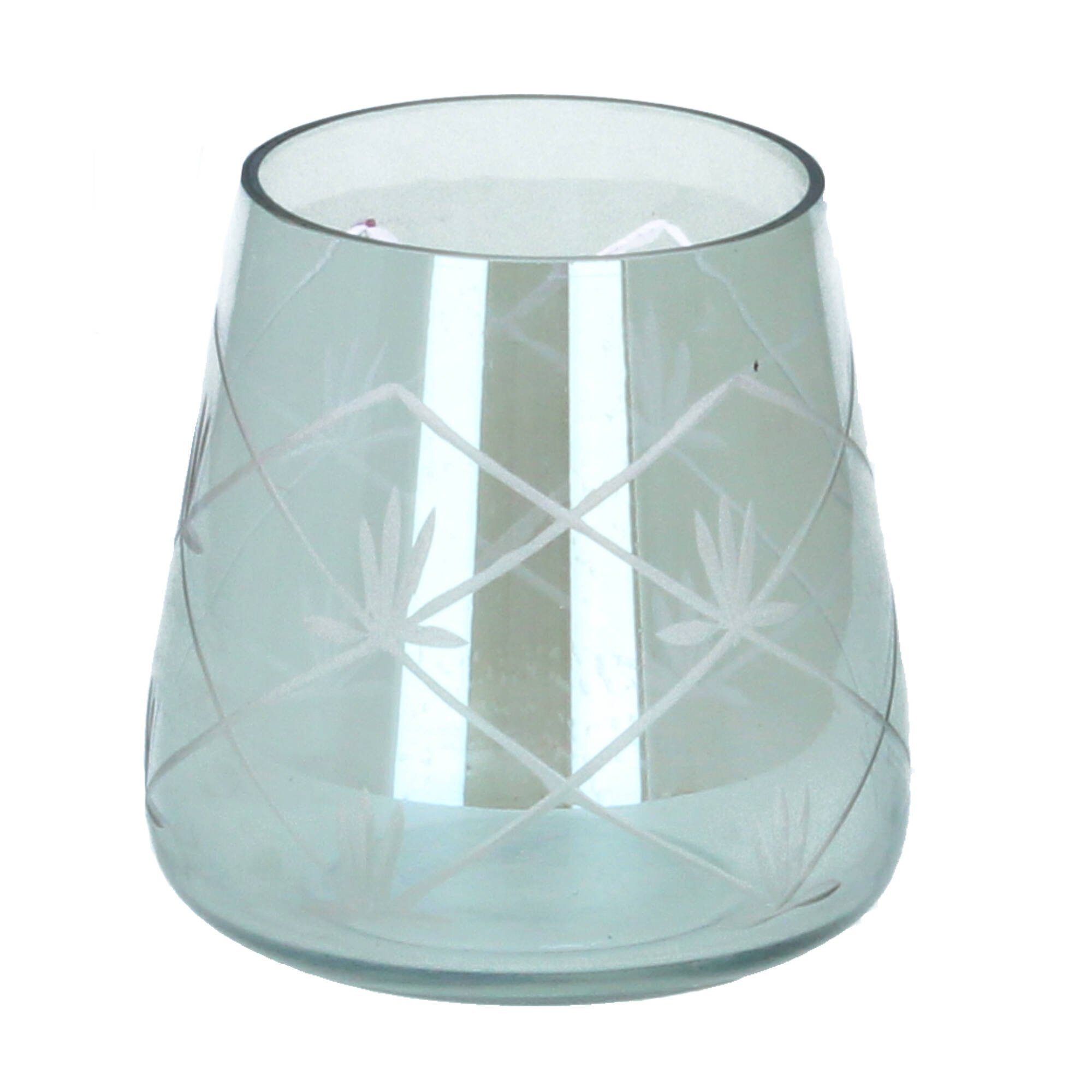 Chic Antique Windlicht Nyons Hurricane 11 cm (1 St) Schliff Glas olivgrün