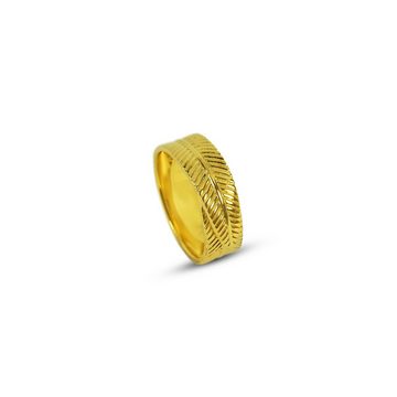 Sprezzi Fashion Siegelring Männerring Bandring Gold und Silber Feder Design minimalistisch (inkl. Schmucketui und Pflegetuch geliefert), Echtgold vergoldet, handgemacht, massiv