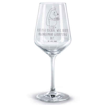 Mr. & Mrs. Panda Rotweinglas Igel Kuchenstück - Transparent - Geschenk, Rotweinglas, Spülmaschinen, Premium Glas, Stilvolle Gravur