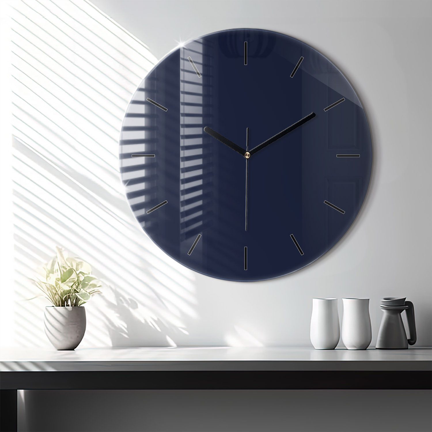 Tulup Wanduhr Wanduhr Glasrunde Uhr Moderne Glaswanduhr 60cm Uhr aus Gehärtetem Glas