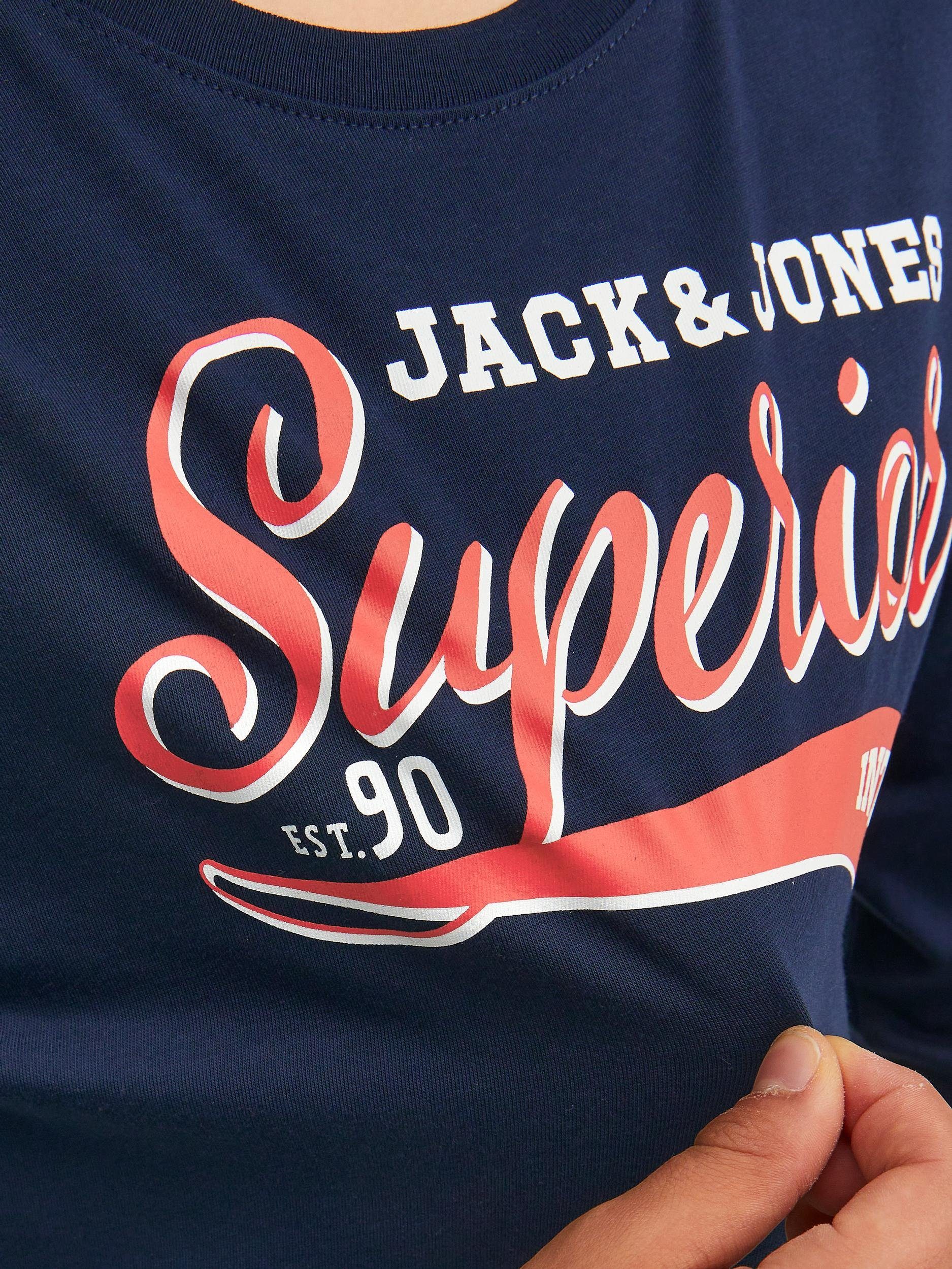 Jack & NOOS TEE Navy Junior AW23 COL 2 JJELOGO Blazer Langarmshirt JNR LS ONECK Jones