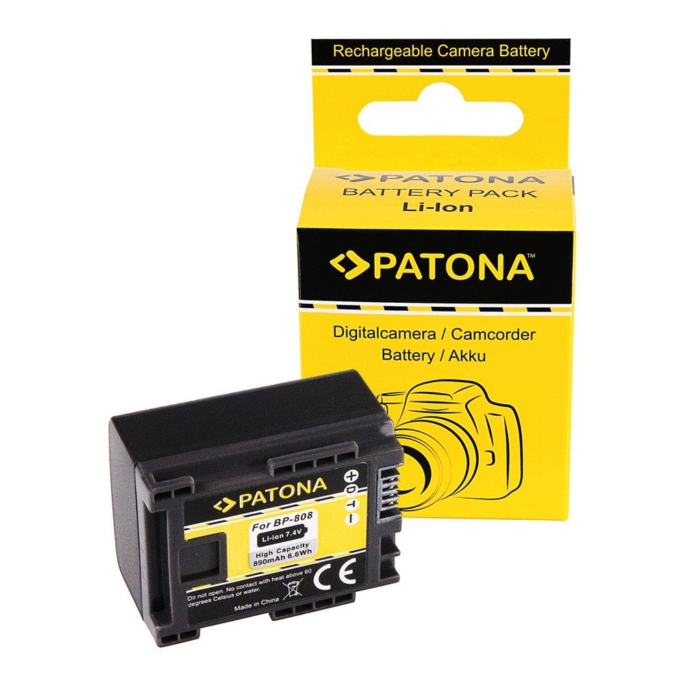 Patona Akku für Canon BP819 BP827 Kamera-Akku Ersatzakku Kameraakku 890 mAh (7,4 V, 1 St), BP808 BP809 HF100 HG-20 wireless HF11 FS-11 FS-19 HF-21