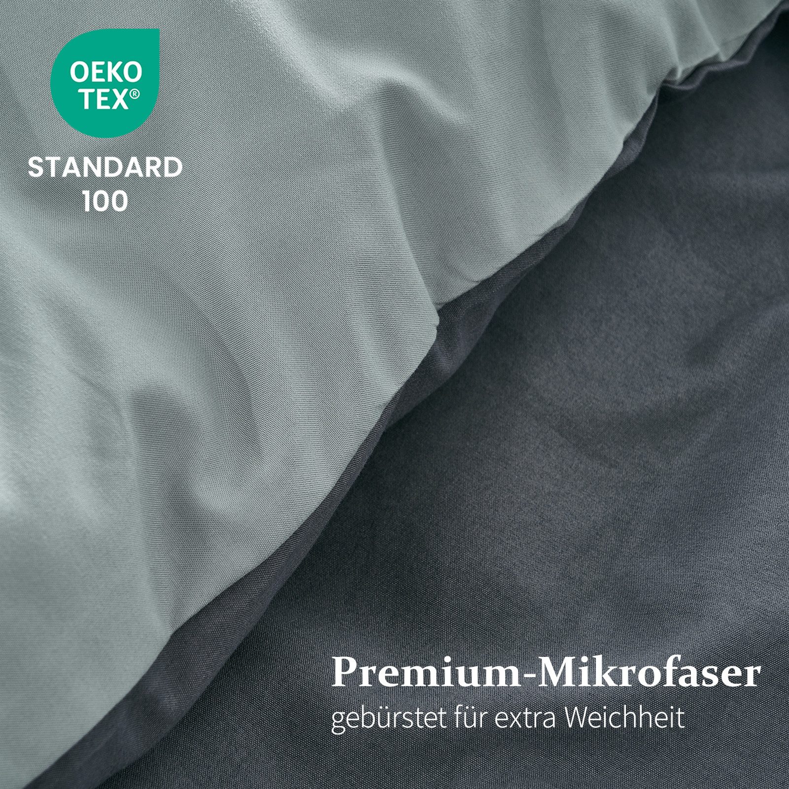 Topfinel Bettwäsche 135x200cm 4 teilig sommerbettwäsche mit reißverschluss bügelfrei, satin, 2 teilig, kühlende bettwäsche 135 x 200 Grau Hellgrau wendebettwäsc – Bild 5 von 5