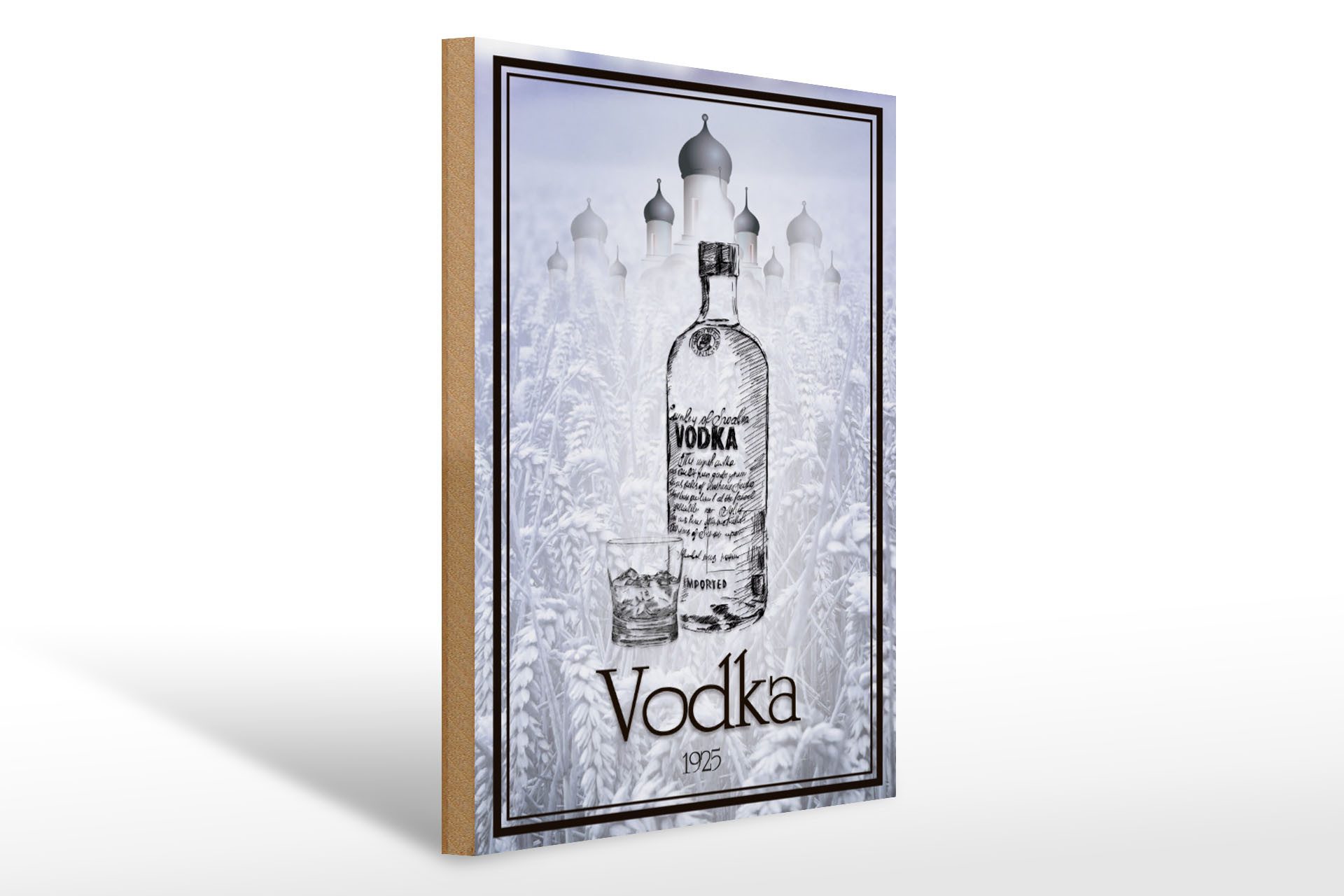 Holzbild 30x40cm 1925 Vodka imported