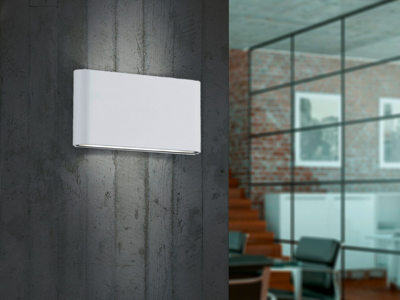 integriert, Warmweiß, flache Außen-Wandleuchte, LED Fassadenlampe fest 2er-Set Up Haus-wand meineWunschleuchte LED Weiß beleuchten, Down 17,5cm